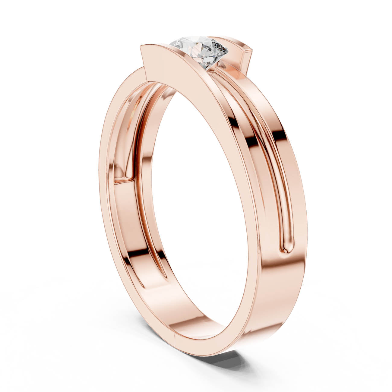 .30 Ct. Modern Bypass Solitaire Ring with Open Double Shank (HLR-05 3MM) 10