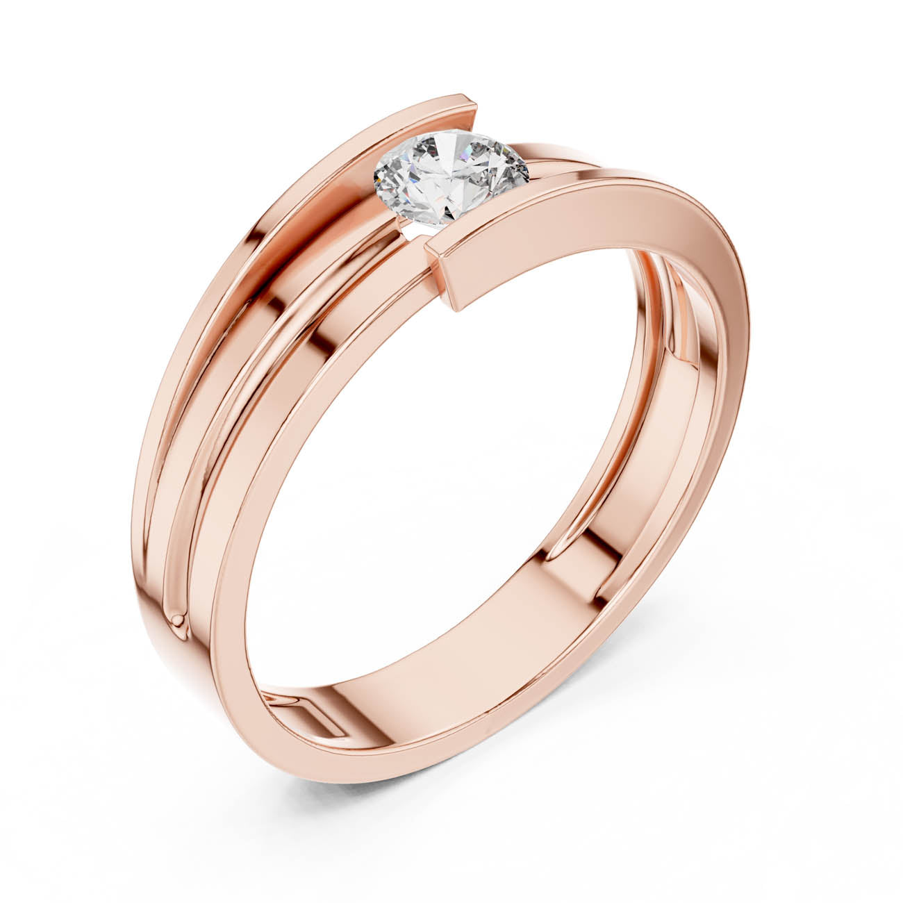 .30 Ct. Modern Bypass Solitaire Ring with Open Double Shank (HLR-05 3MM) 8