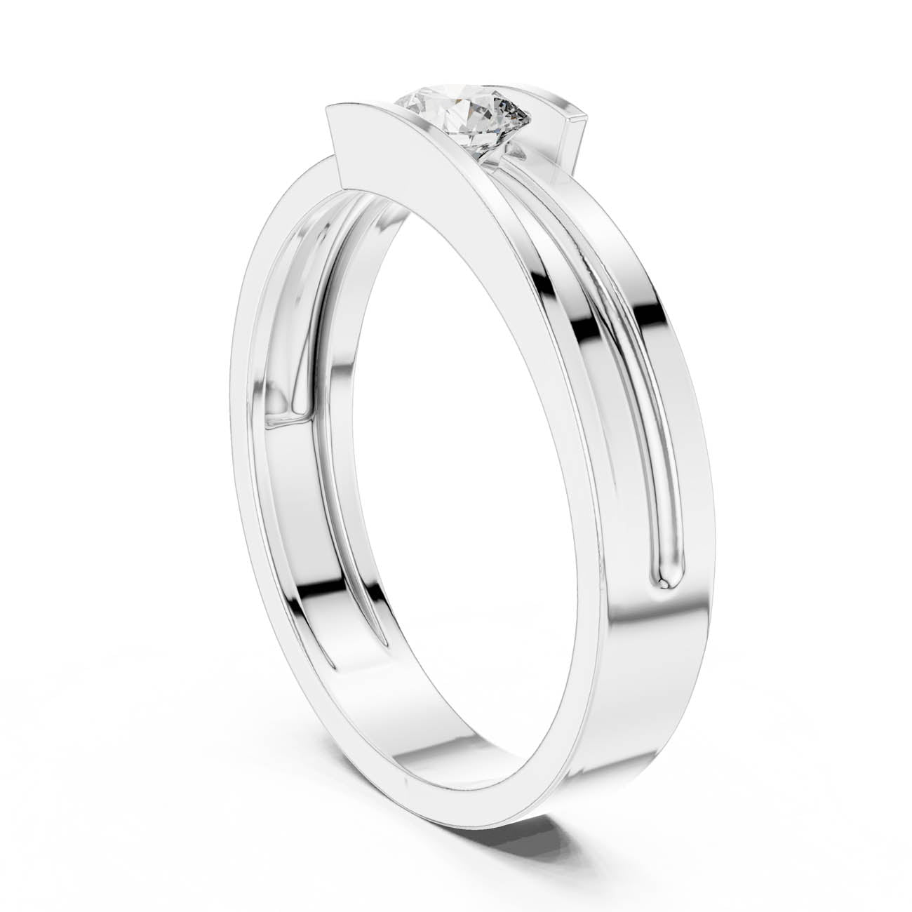 .30 Ct. Modern Bypass Solitaire Ring with Open Double Shank (HLR-05 3MM) 9