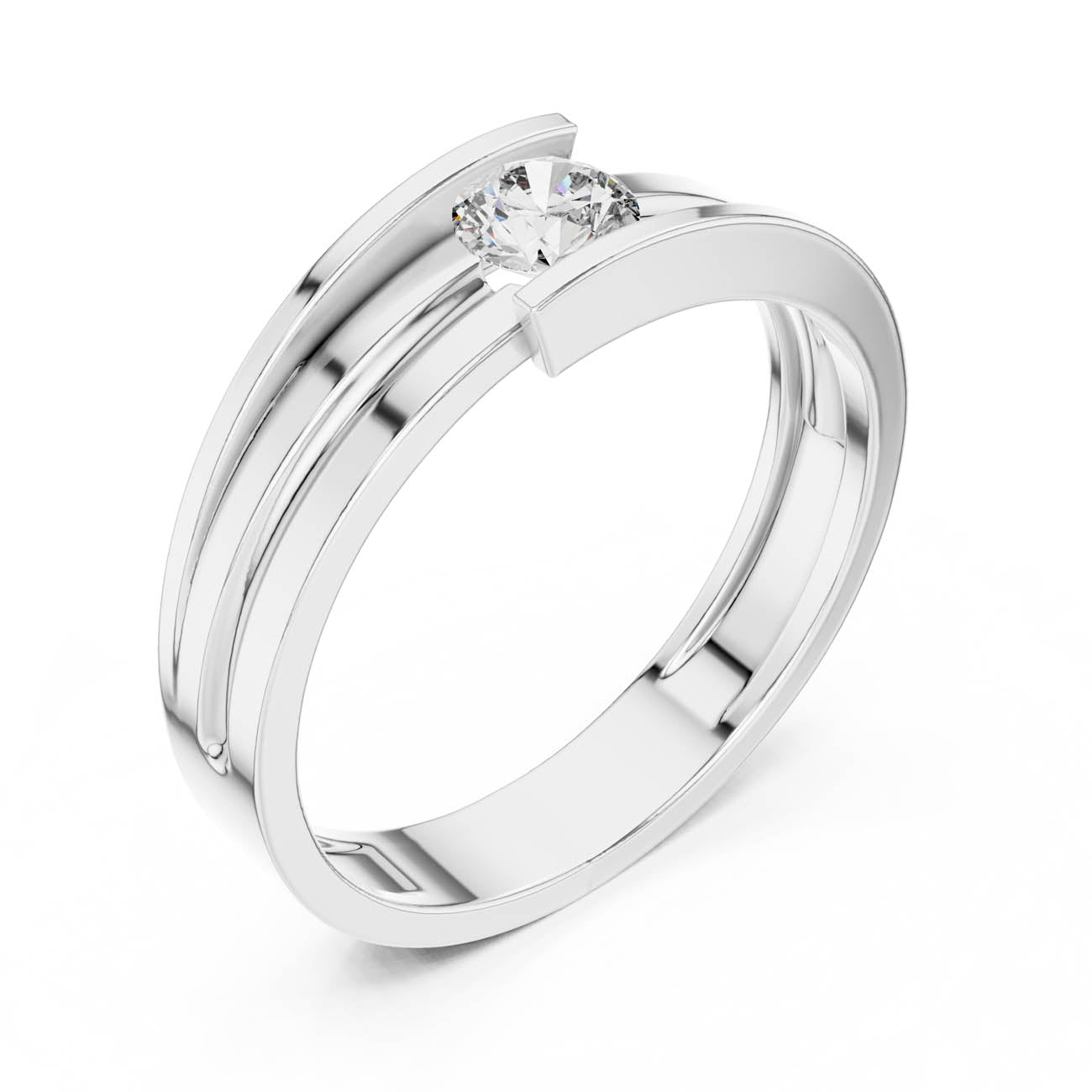 .30 Ct. Modern Bypass Solitaire Ring with Open Double Shank (HLR-05 3MM) 6