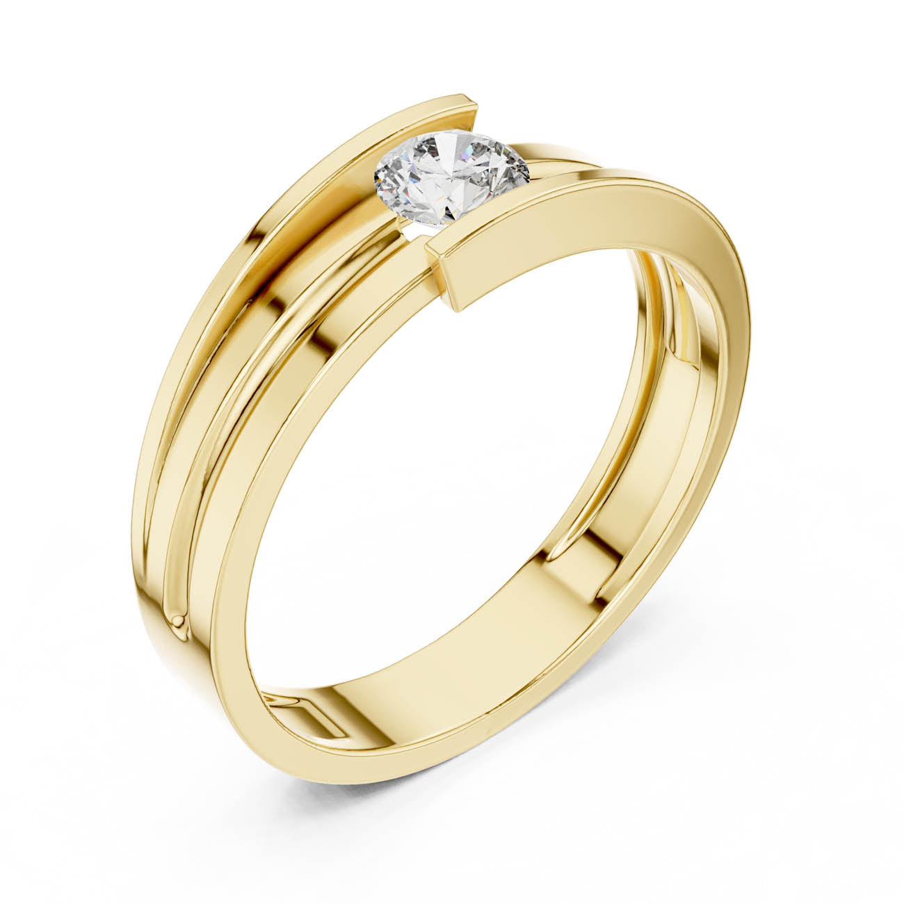 .30 Ct. Modern Bypass Solitaire Ring with Open Double Shank (HLR-05 3MM)