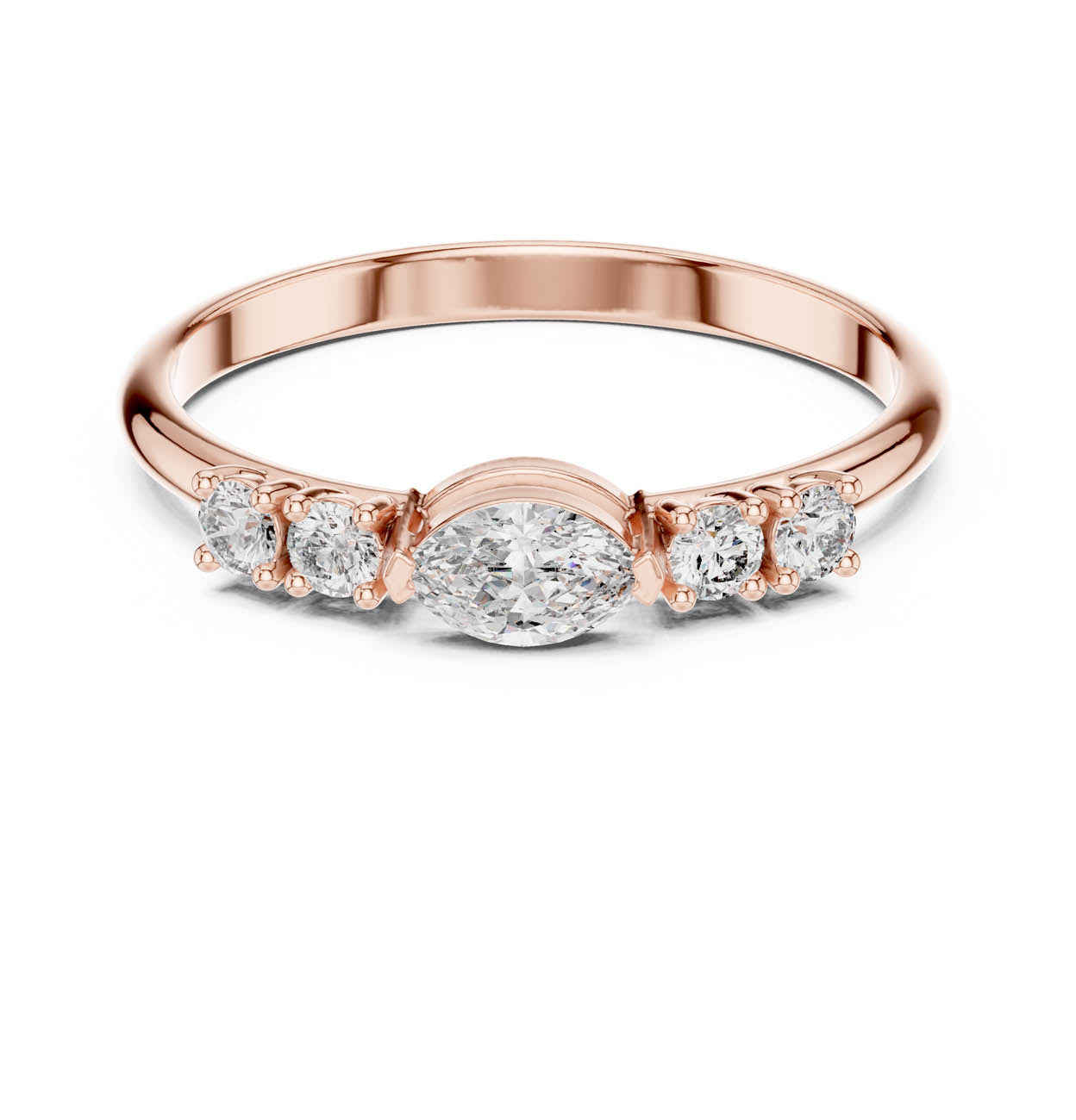 .29 Ct. Marquise Center Diamond Ring with Round Side Stones (HLR-104) 7