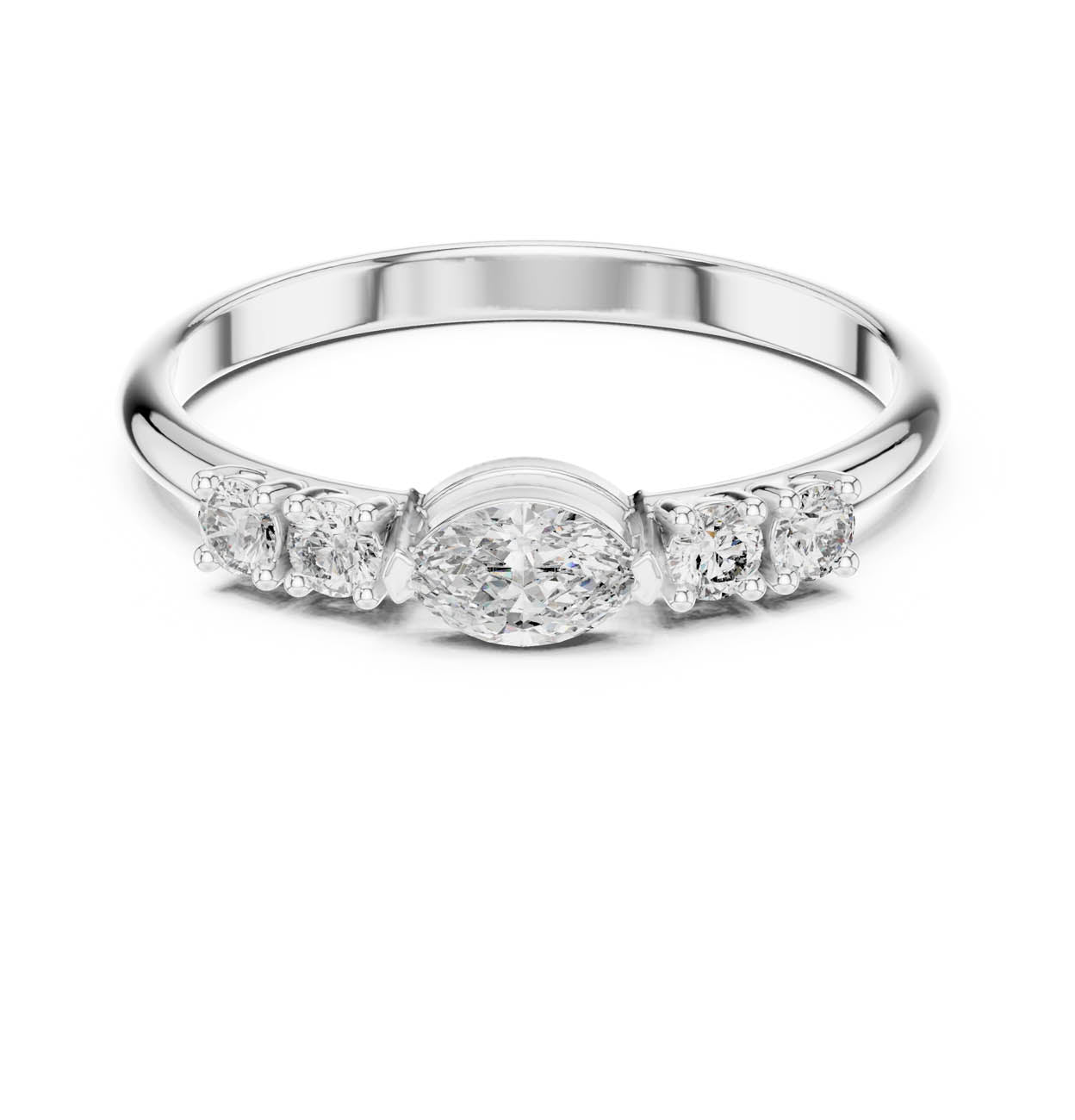 .29 Ct. Marquise Center Diamond Ring with Round Side Stones (HLR-104) 5