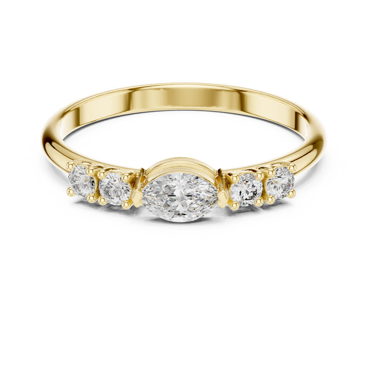 .29 Ct. Marquise Center Diamond Ring with Round Side Stones (HLR-104)