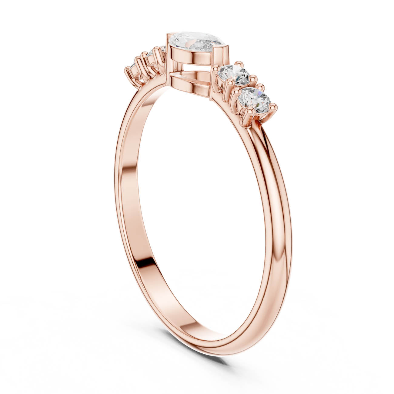 .29 Ct. Marquise Center Diamond Ring with Round Side Stones (HLR-104) 10