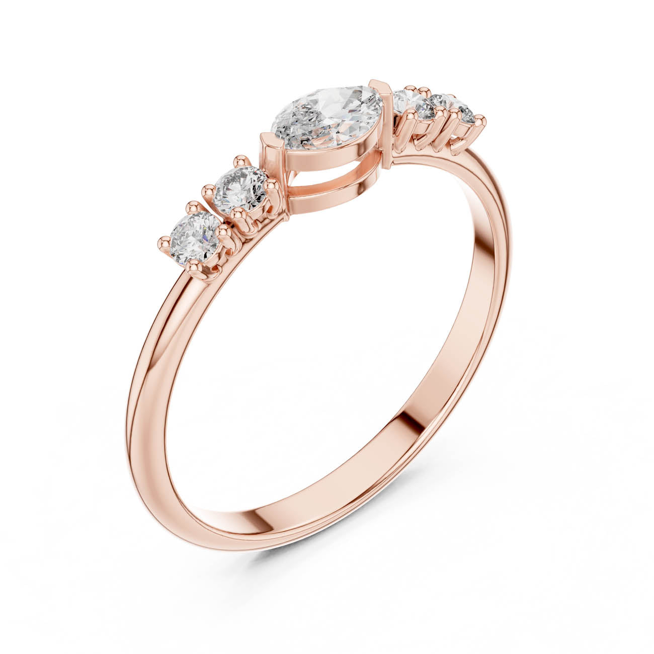 .29 Ct. Marquise Center Diamond Ring with Round Side Stones (HLR-104) 8