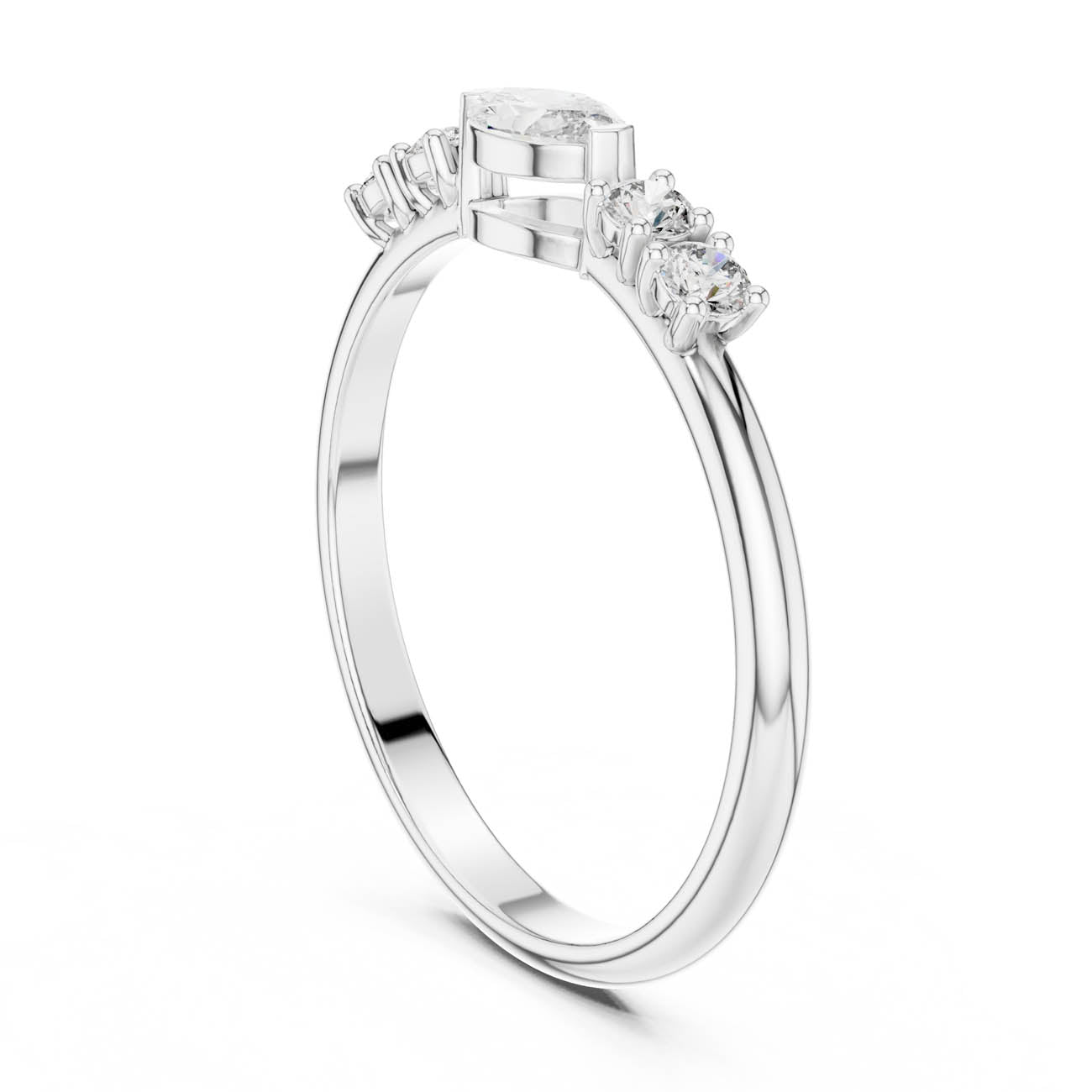 .29 Ct. Marquise Center Diamond Ring with Round Side Stones (HLR-104) 9