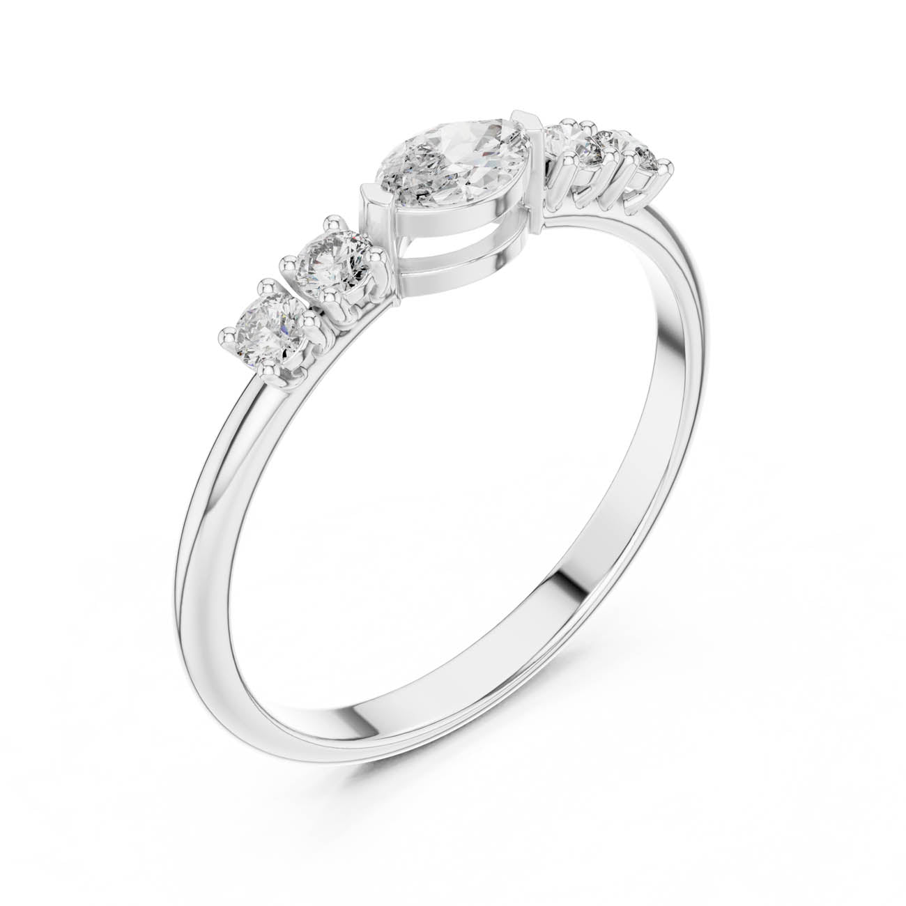.29 Ct. Marquise Center Diamond Ring with Round Side Stones (HLR-104) 6