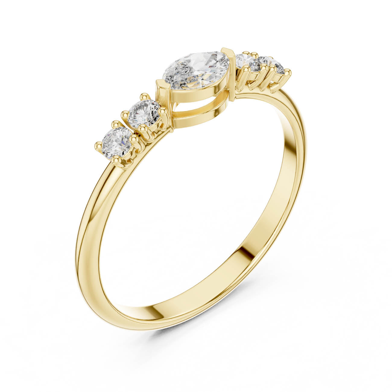 .29 Ct. Marquise Center Diamond Ring with Round Side Stones (HLR-104)