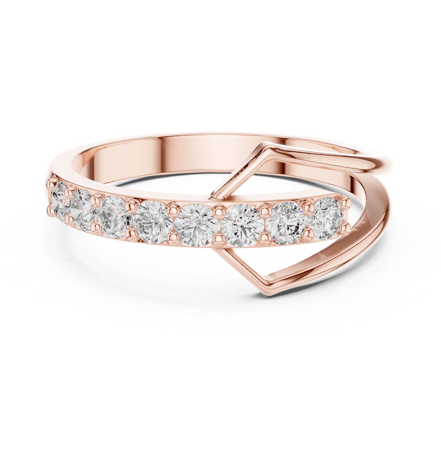 .36 Ct. Geometric Open Frame Diamond Band with Pavé Row (HLR-107) 5