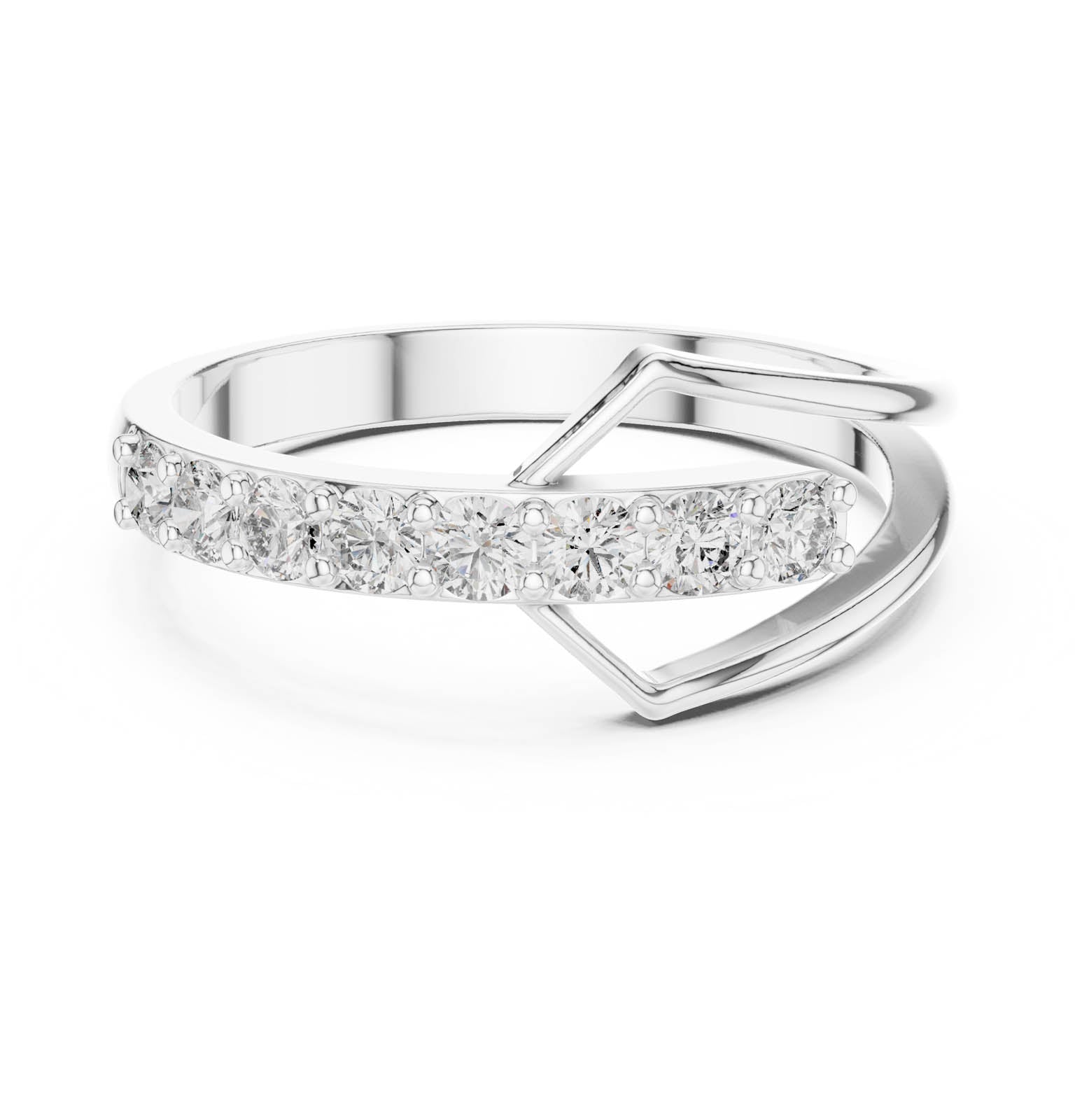 .36 Ct. Geometric Open Frame Diamond Band with Pavé Row (HLR-107) 1