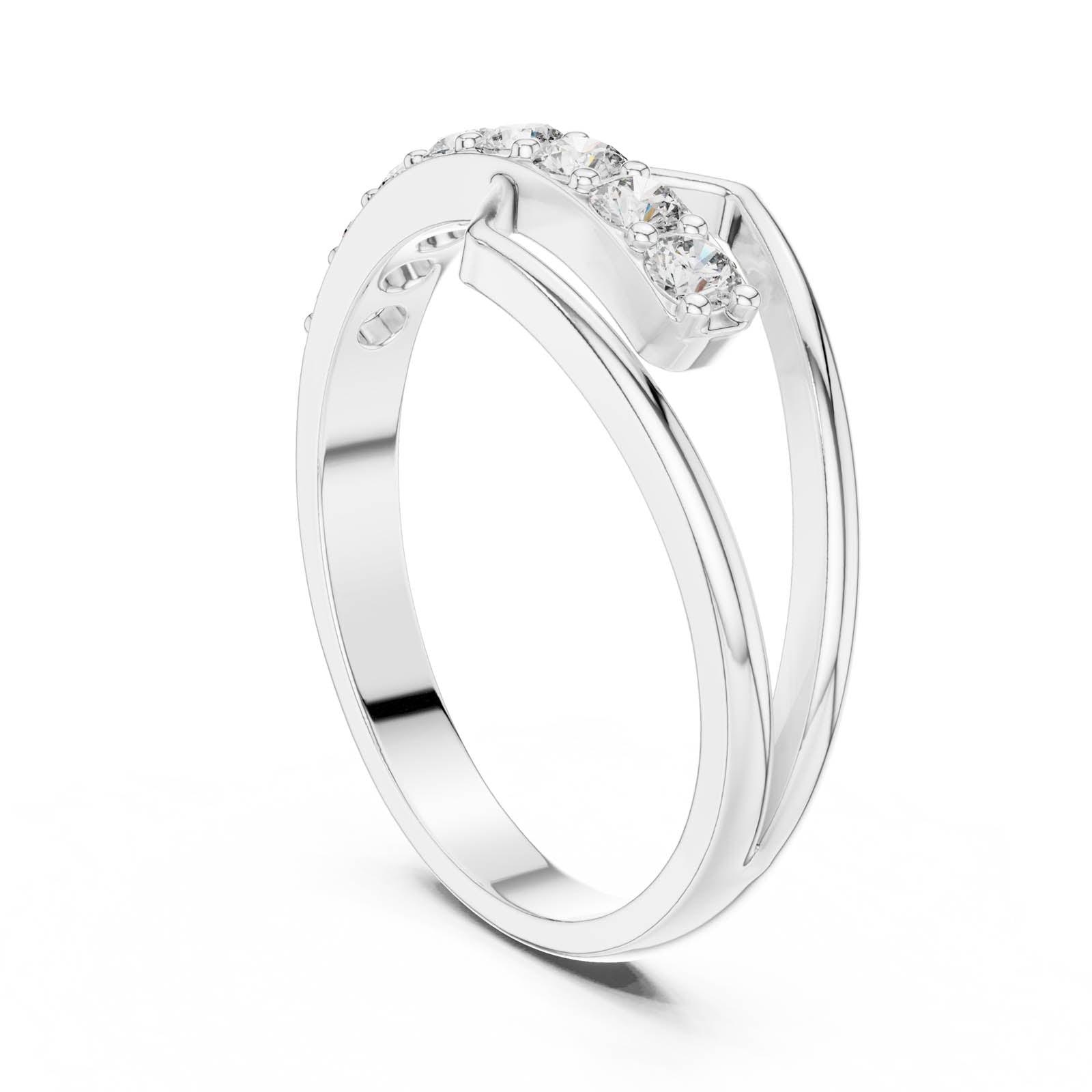 .36 Ct. Geometric Open Frame Diamond Band with Pavé Row (HLR-107) 8