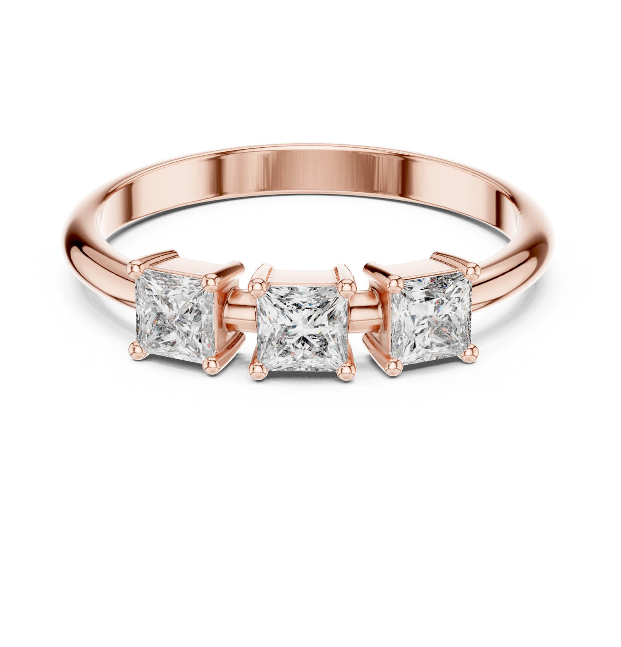 .51 Ct. Three-Princess Diamond Ring (HLR-109) 5