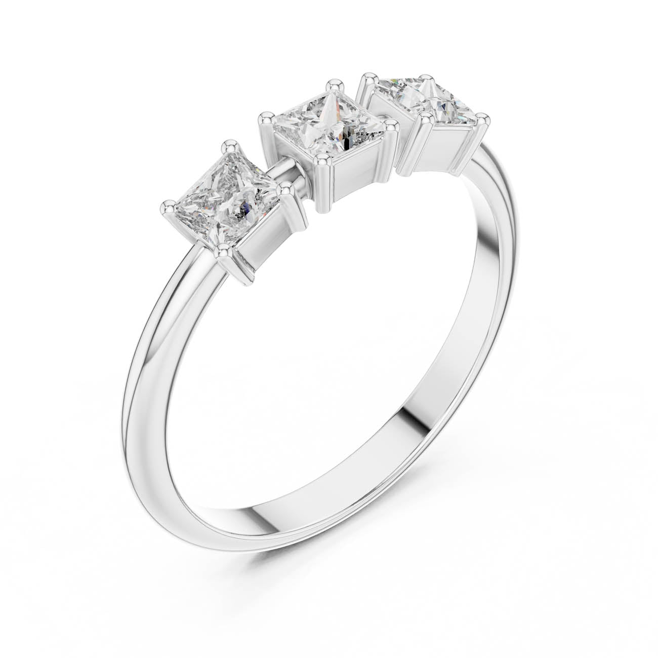 .51 Ct. Three-Princess Diamond Ring (HLR-109) 8