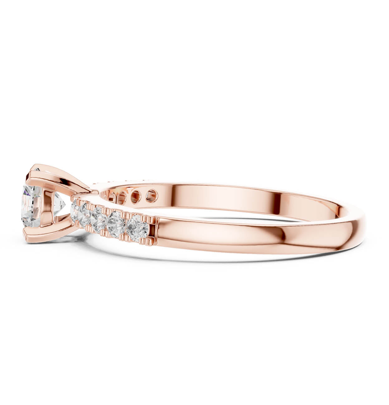 .55 Ct. Round Diamond Solitaire with Pavé Accent Band (HLR-111) 11
