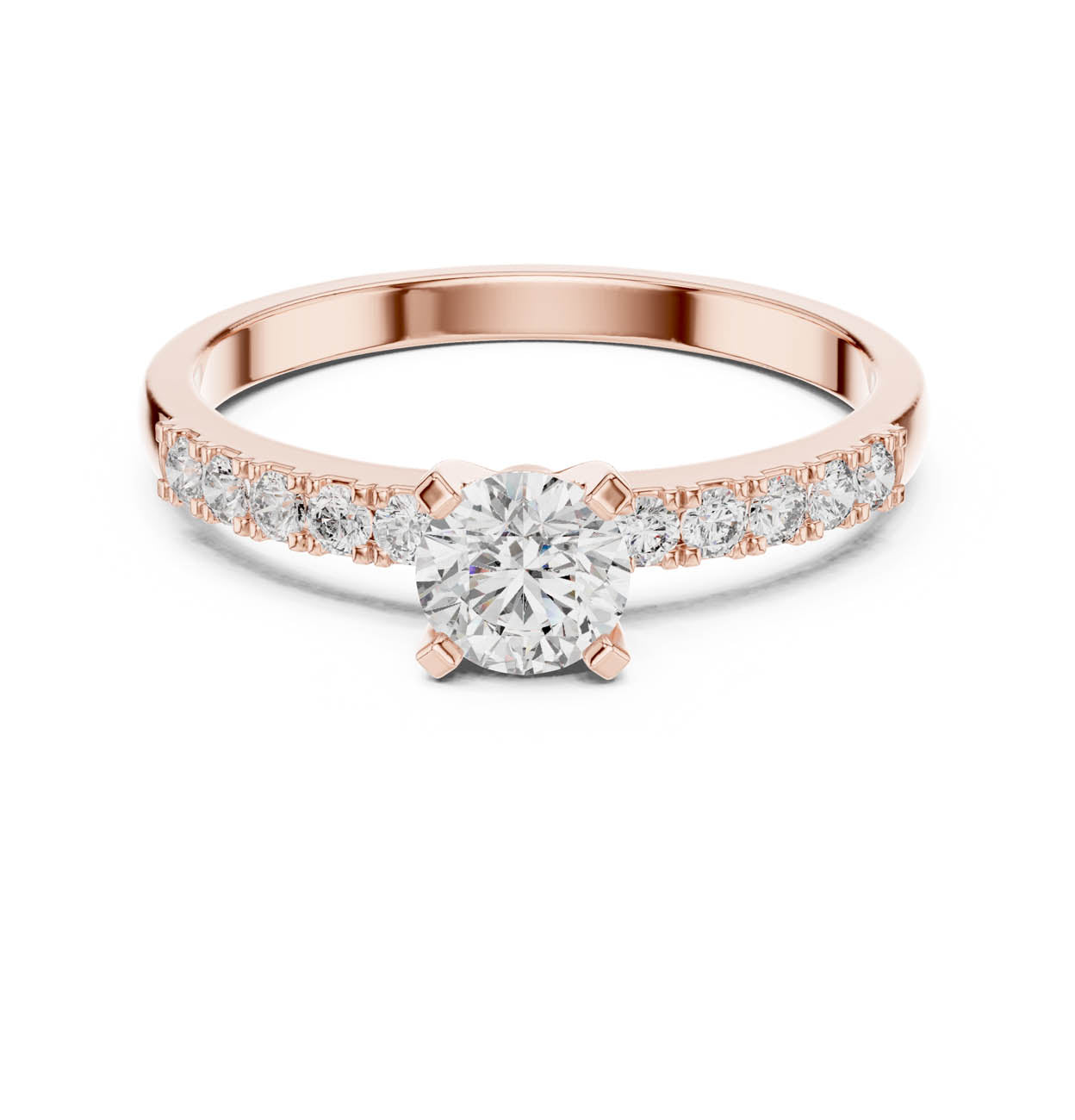 .55 Ct. Round Diamond Solitaire with Pavé Accent Band (HLR-111) 5