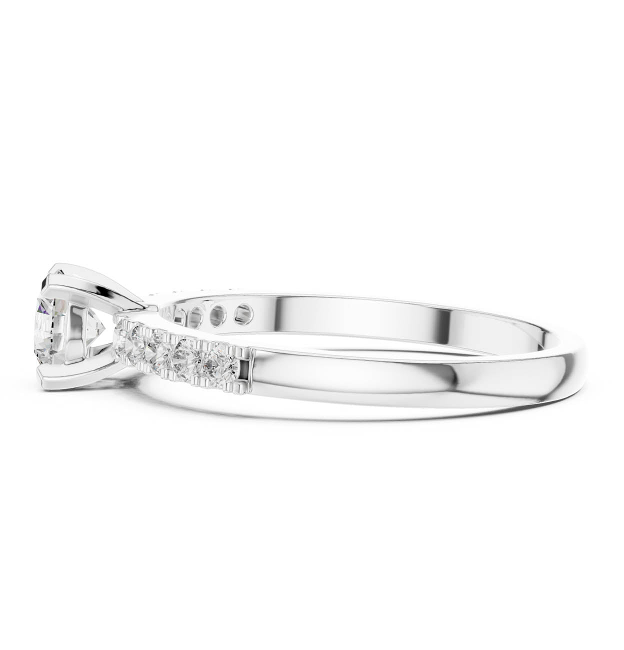 .55 Ct. Round Diamond Solitaire with Pavé Accent Band (HLR-111) 12