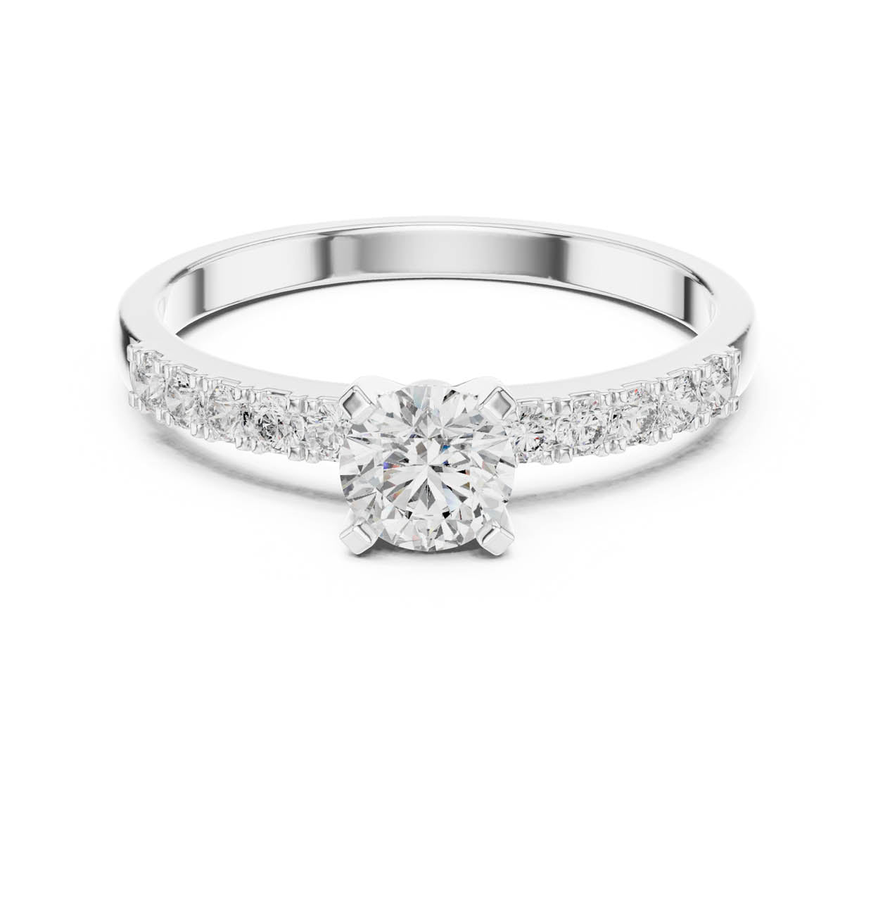 .55 Ct. Round Diamond Solitaire with Pavé Accent Band (HLR-111) 7