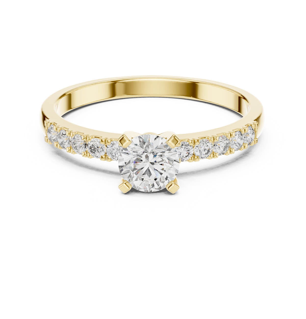 .55 Ct. Round Diamond Solitaire with Pavé Accent Band (HLR-111)