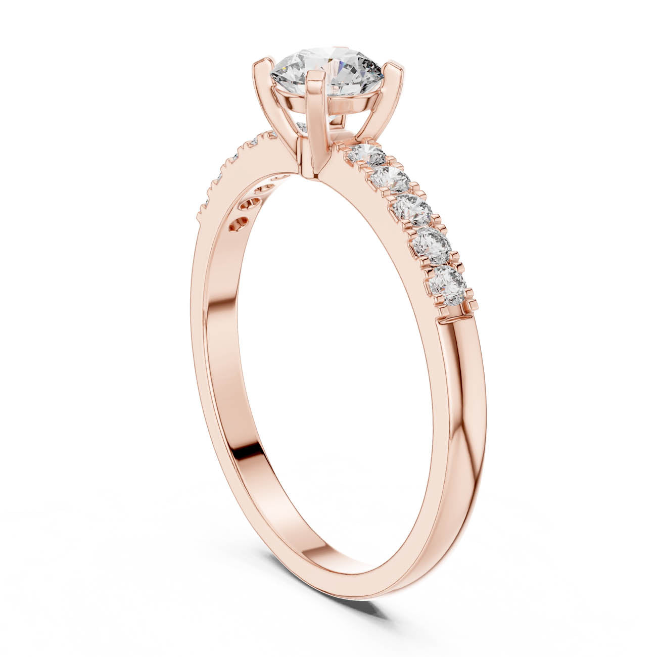 .55 Ct. Round Diamond Solitaire with Pavé Accent Band (HLR-111) 9