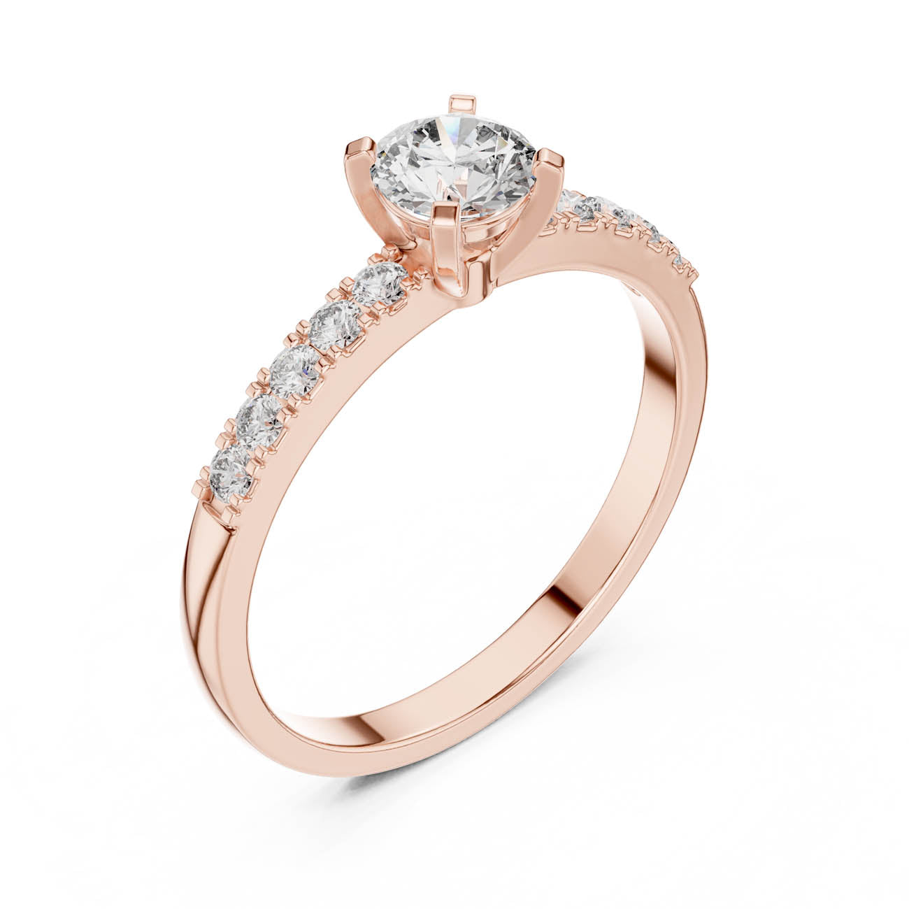 .55 Ct. Round Diamond Solitaire with Pavé Accent Band (HLR-111) 6