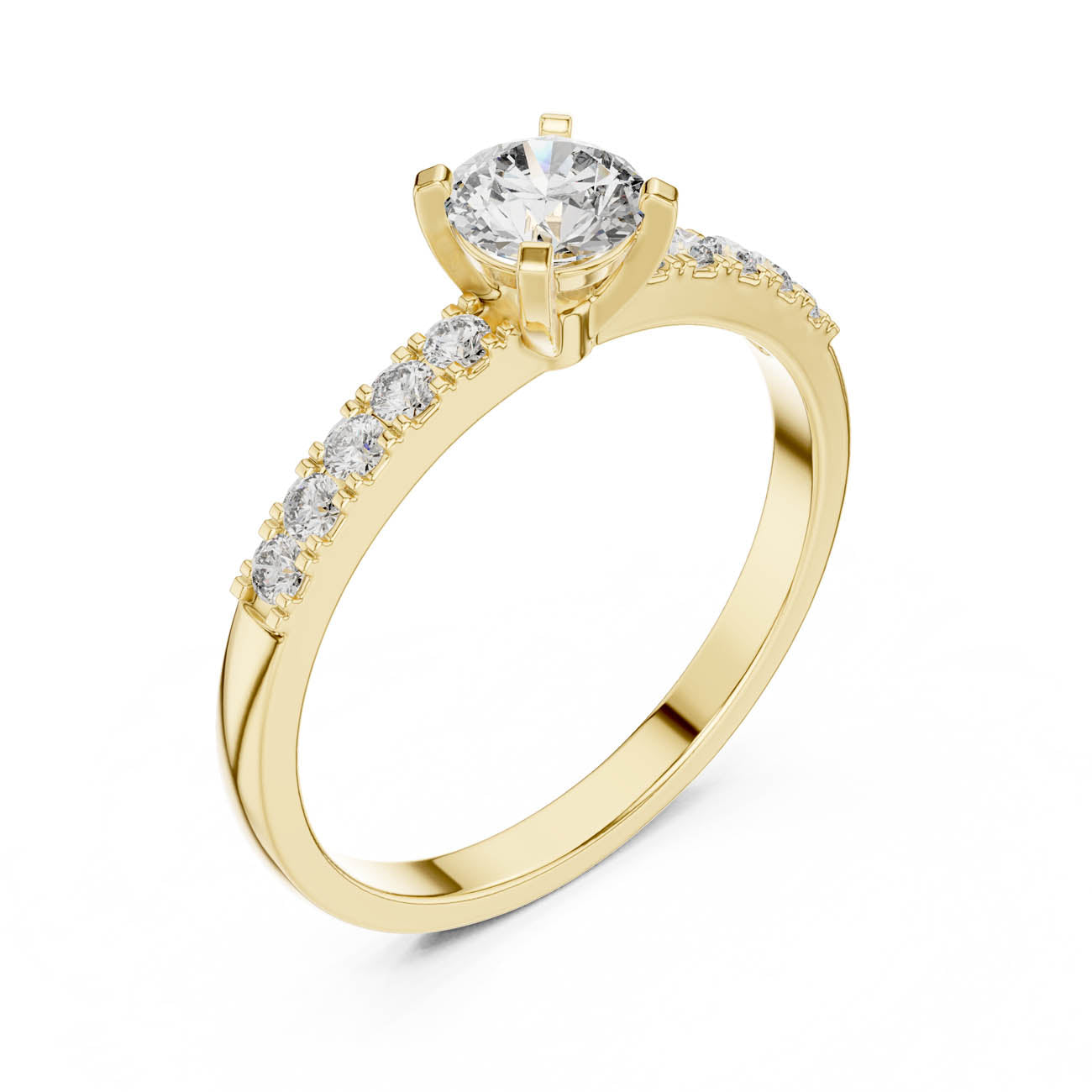 .55 Ct. Round Diamond Solitaire with Pavé Accent Band (HLR-111)