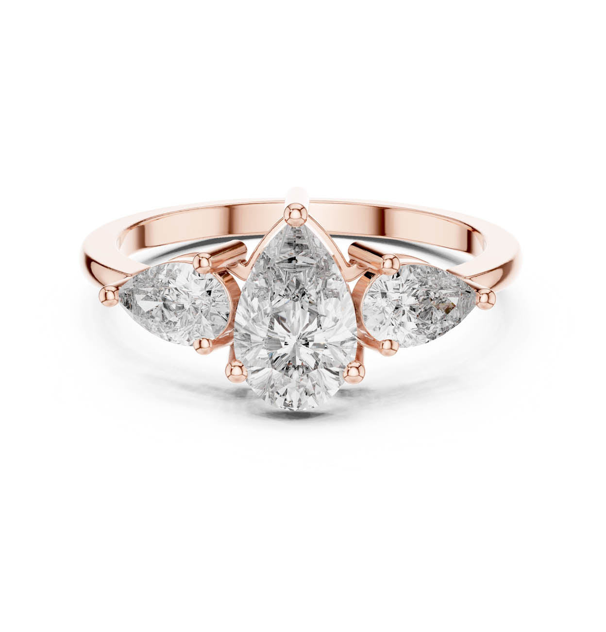 1.24 Ct. Pear-Cut Three-Stone Diamond Ring with Classic Prong Setting (HLR-18) 7