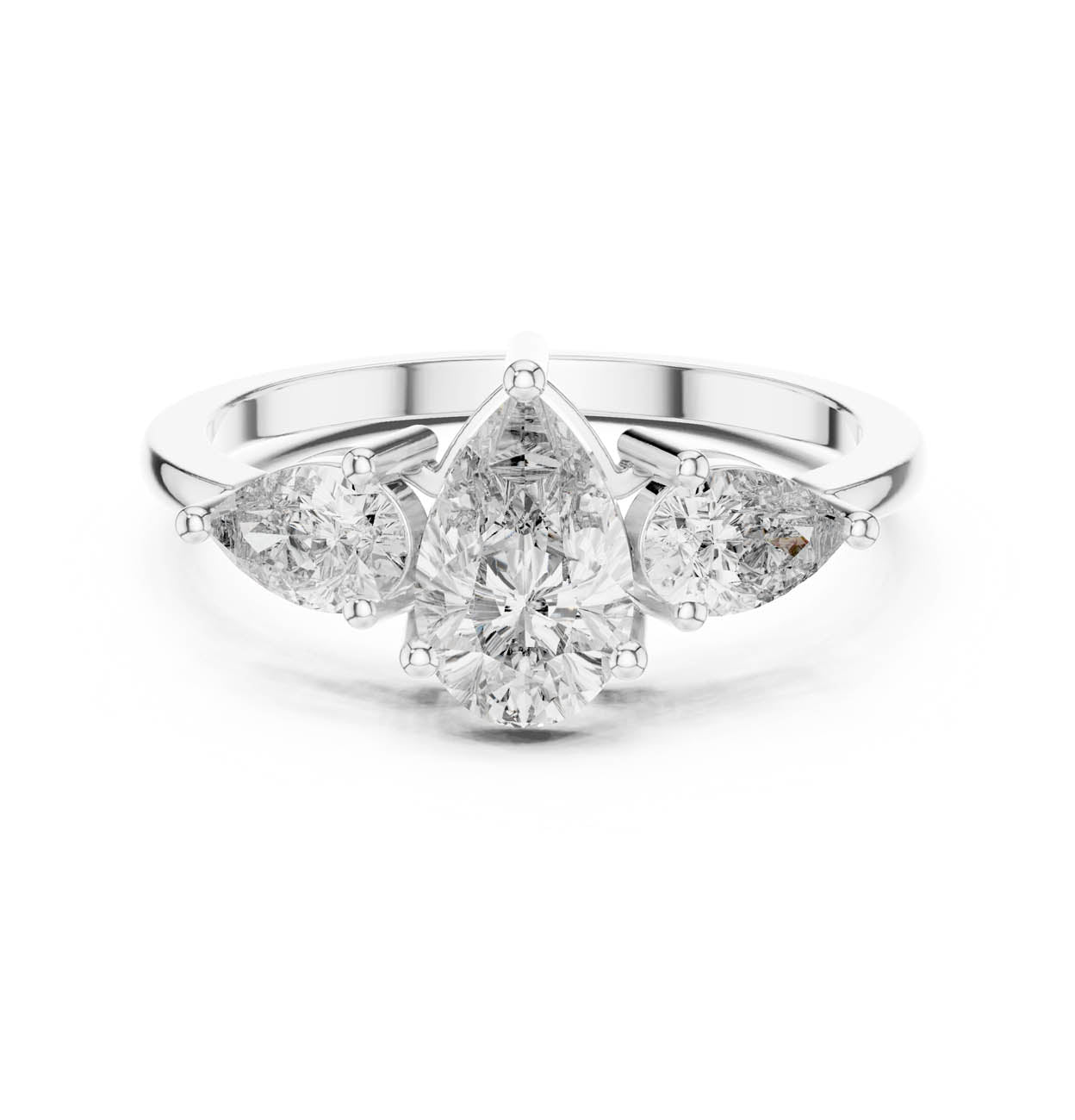 1.24 Ct. Pear-Cut Three-Stone Diamond Ring with Classic Prong Setting (HLR-18) 5