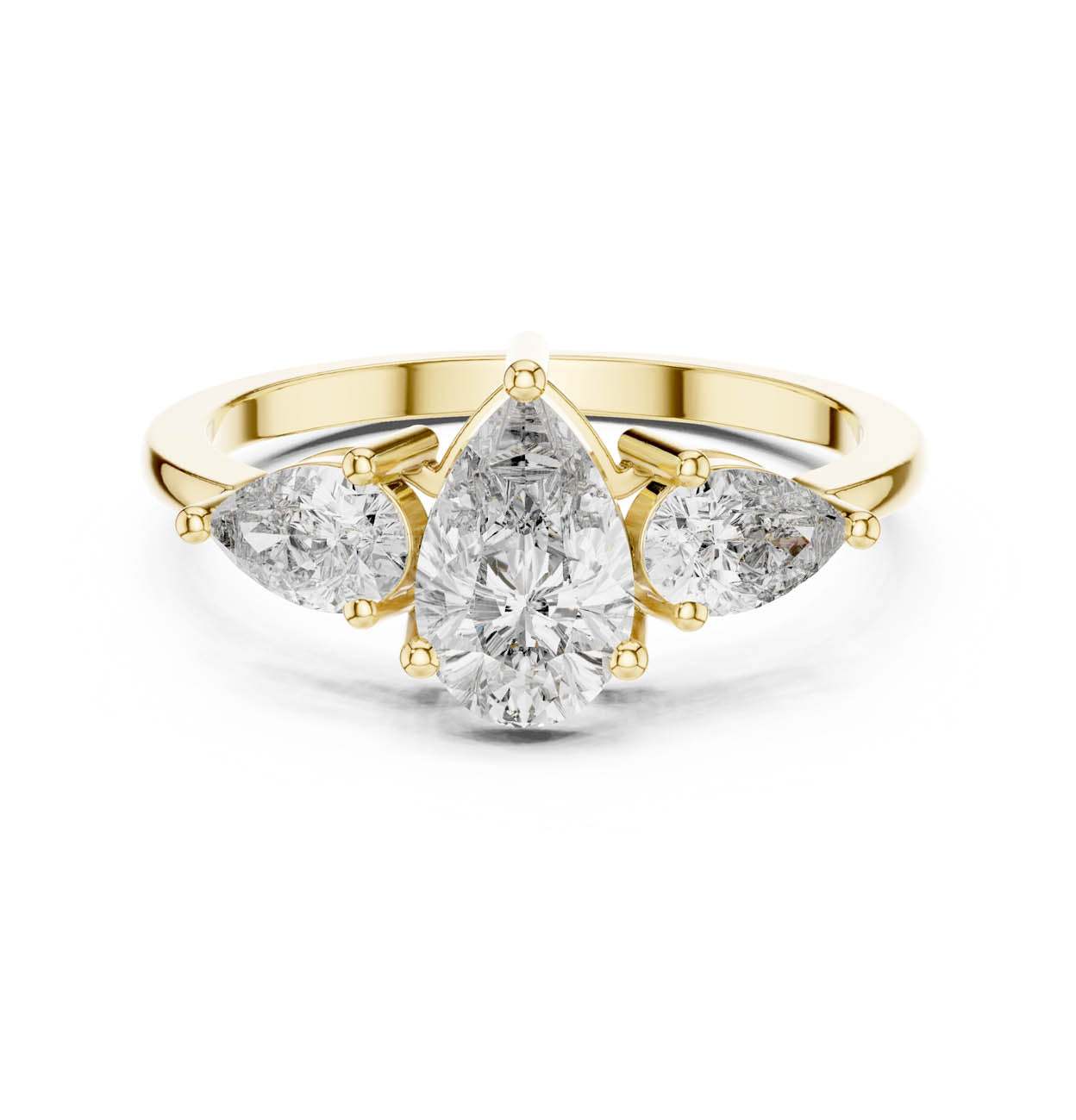1.24 Ct. Pear-Cut Three-Stone Diamond Ring with Classic Prong Setting (HLR-18)