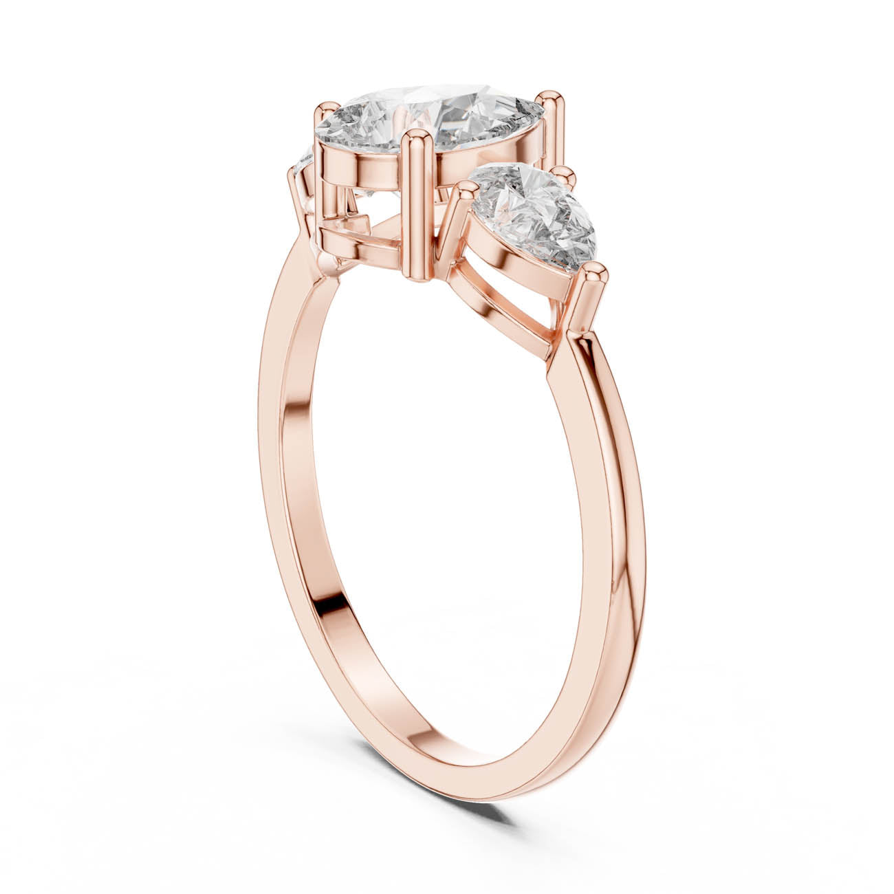 1.24 Ct. Pear-Cut Three-Stone Diamond Ring with Classic Prong Setting (HLR-18) 9