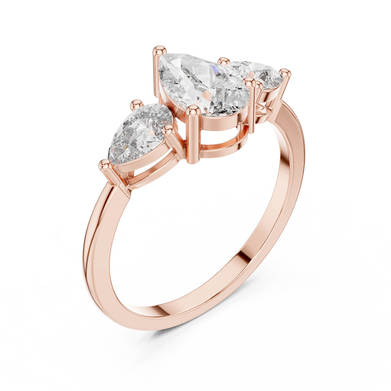 1.24 Ct. Pear-Cut Three-Stone Diamond Ring with Classic Prong Setting (HLR-18) 8