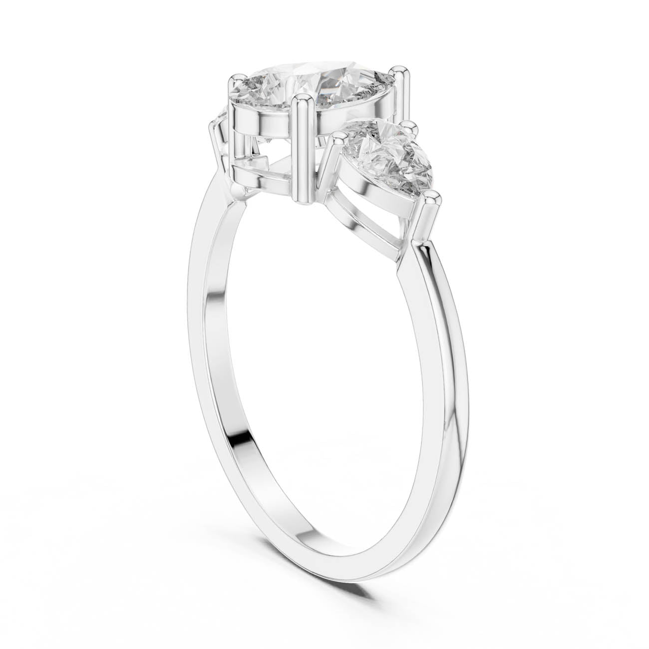 1.24 Ct. Pear-Cut Three-Stone Diamond Ring with Classic Prong Setting (HLR-18) 10