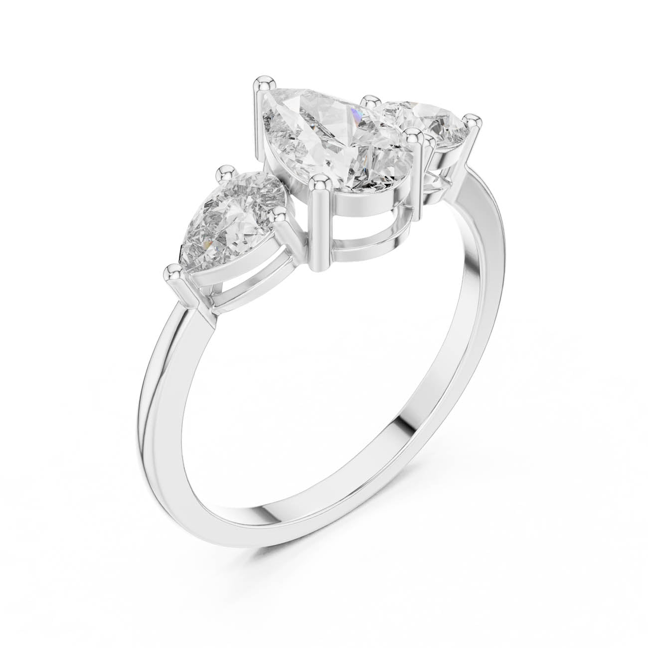1.24 Ct. Pear-Cut Three-Stone Diamond Ring with Classic Prong Setting (HLR-18) 6