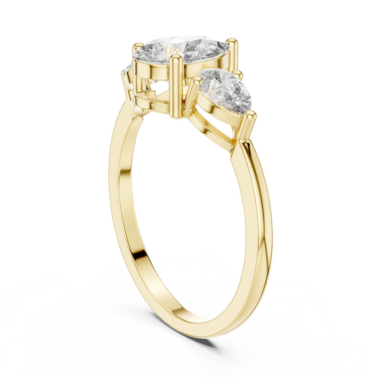 1.24 Ct. Pear-Cut Three-Stone Diamond Ring with Classic Prong Setting (HLR-18) 3