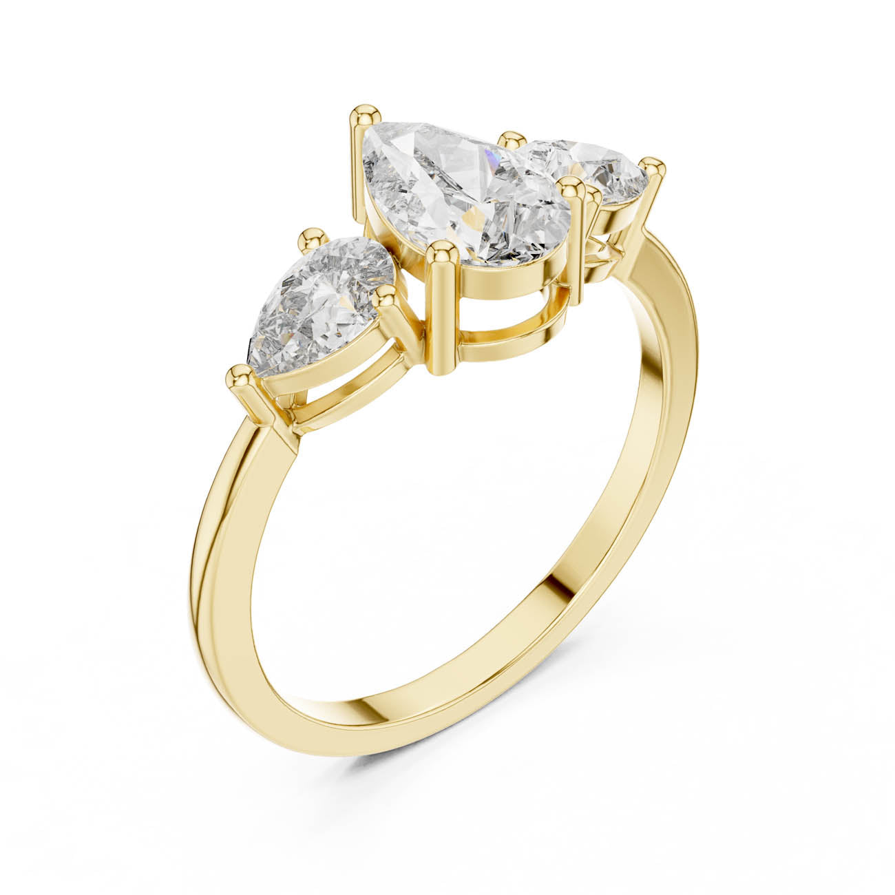 1.24 Ct. Pear-Cut Three-Stone Diamond Ring with Classic Prong Setting (HLR-18)