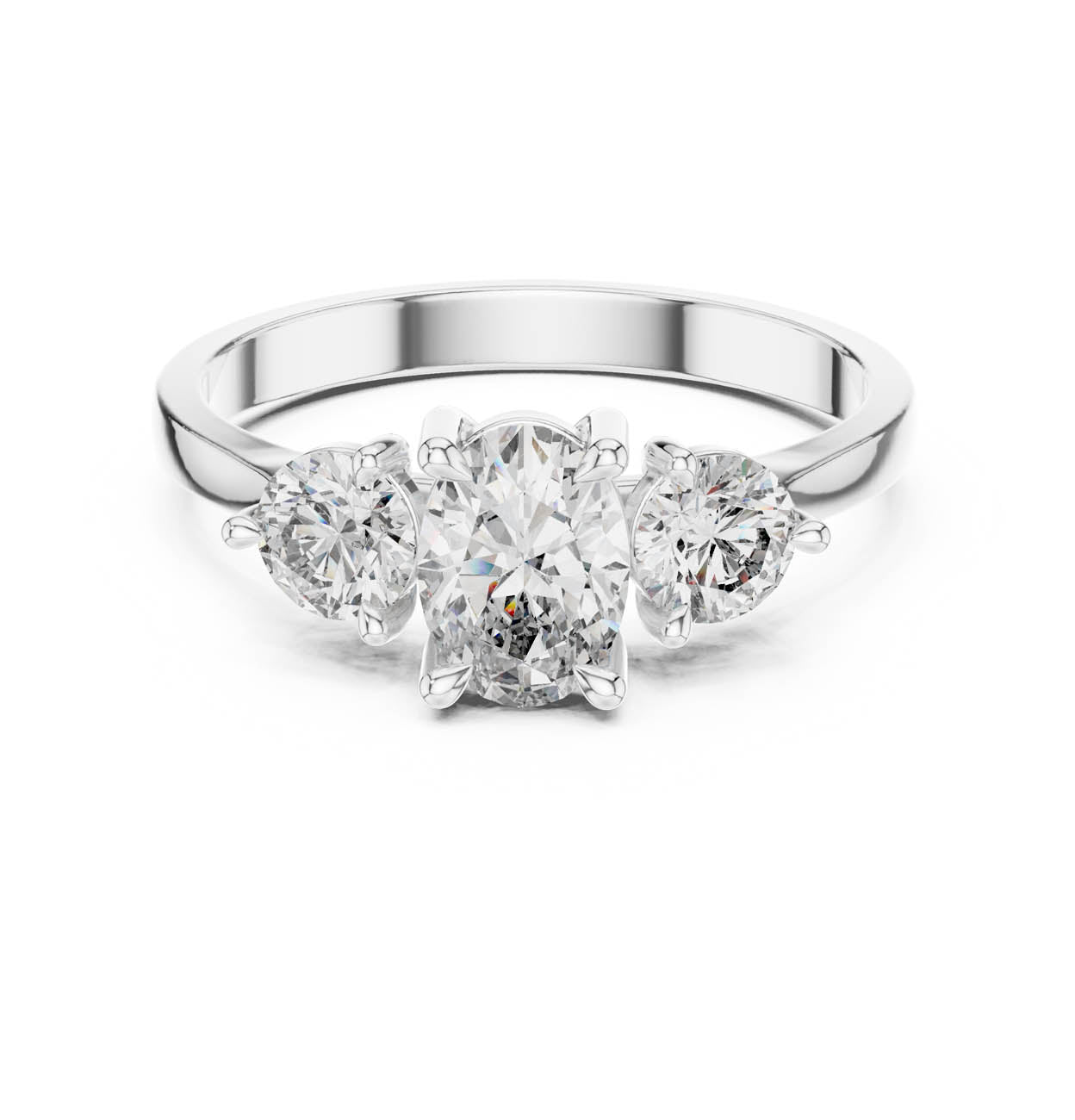 1.28 Ct. Oval Diamond Ring with Round Side Stones (HLR-19)