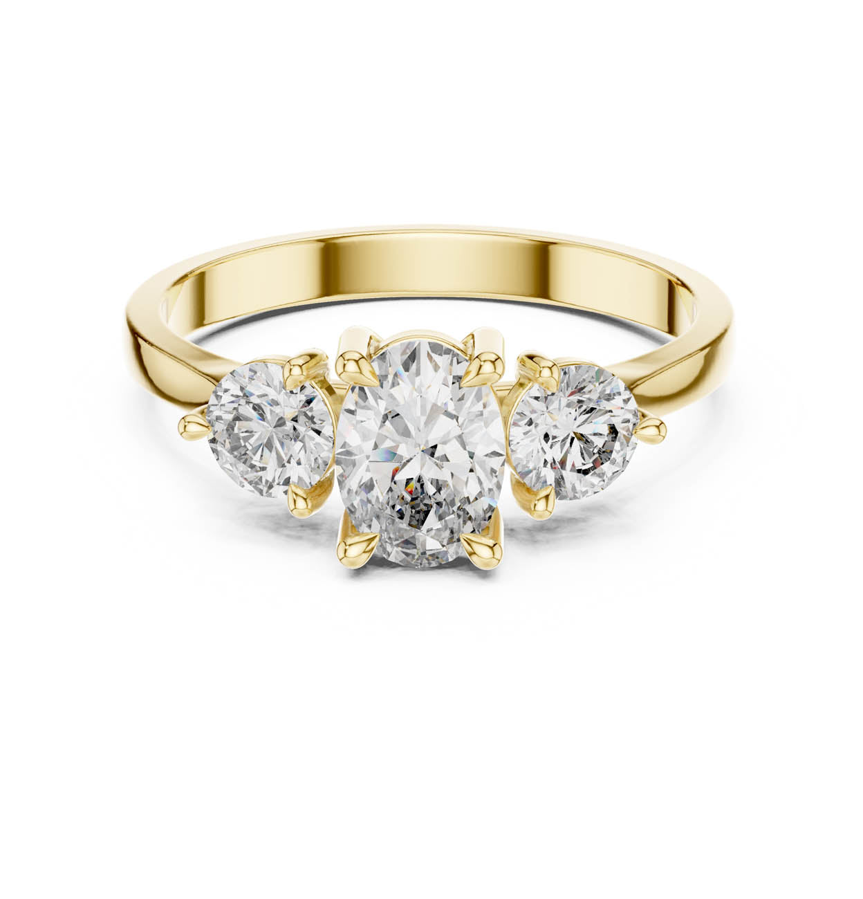 1.28 Ct. Oval Diamond Ring with Round Side Stones (HLR-19) 5