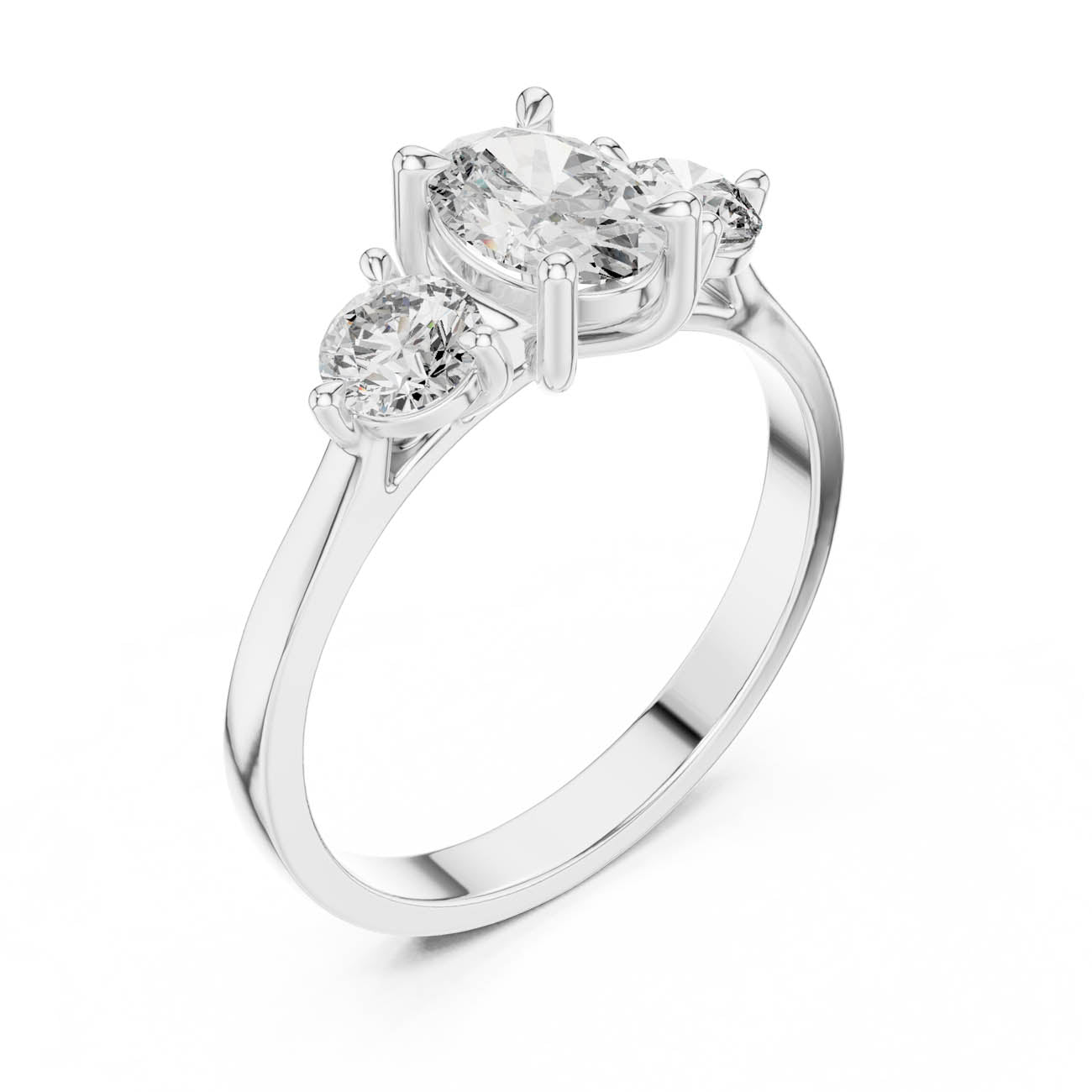 1.28 Ct. Oval Diamond Ring with Round Side Stones (HLR-19) 6