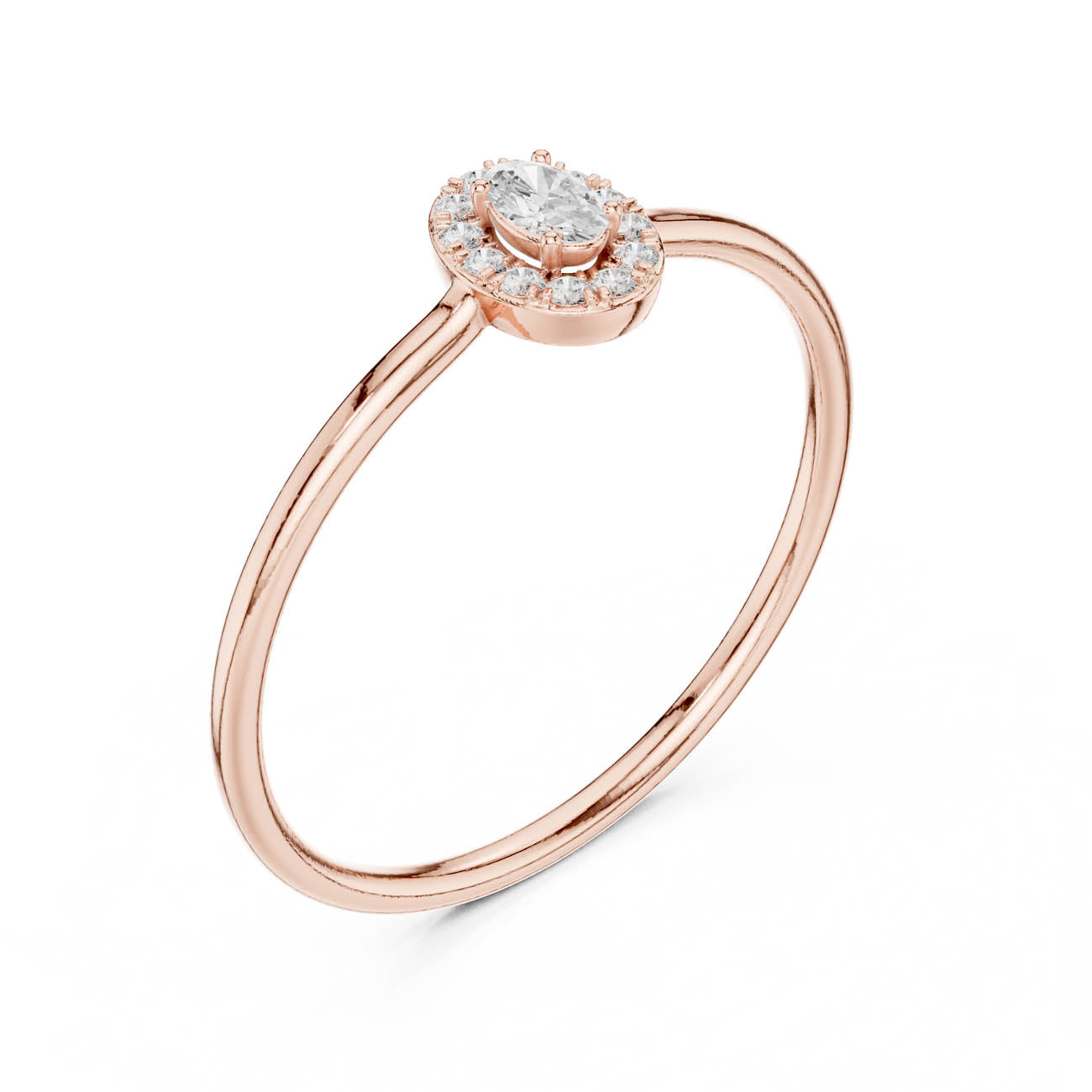 .11 Ct. Oval Diamond Halo Ring with Slim Band (HLR-207) 8