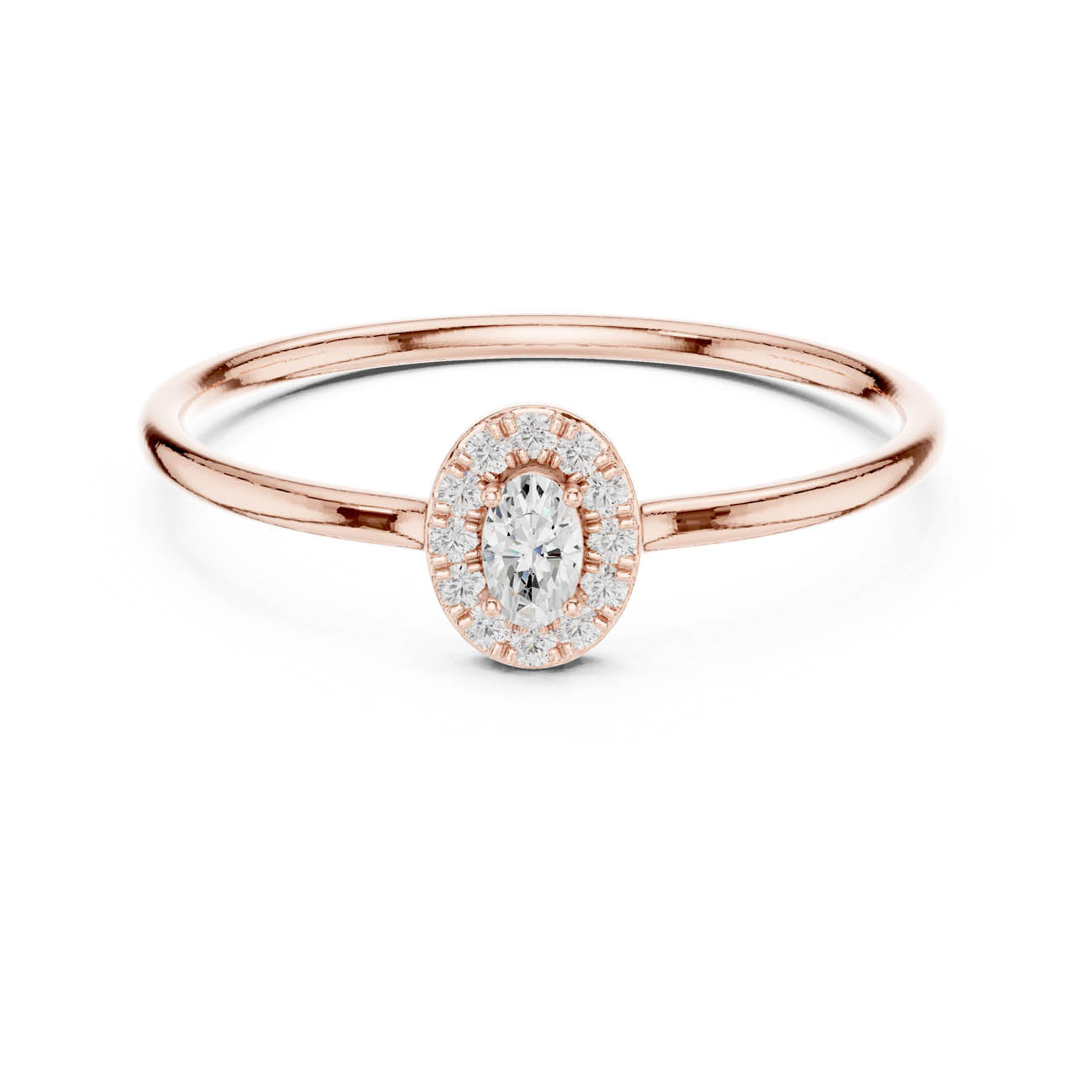 .11 Ct. Oval Diamond Halo Ring with Slim Band (HLR-207) 7