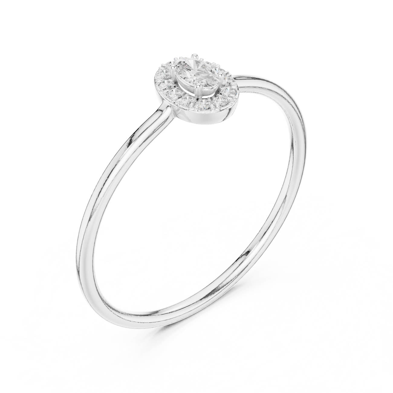 .11 Ct. Oval Diamond Halo Ring with Slim Band (HLR-207) 6