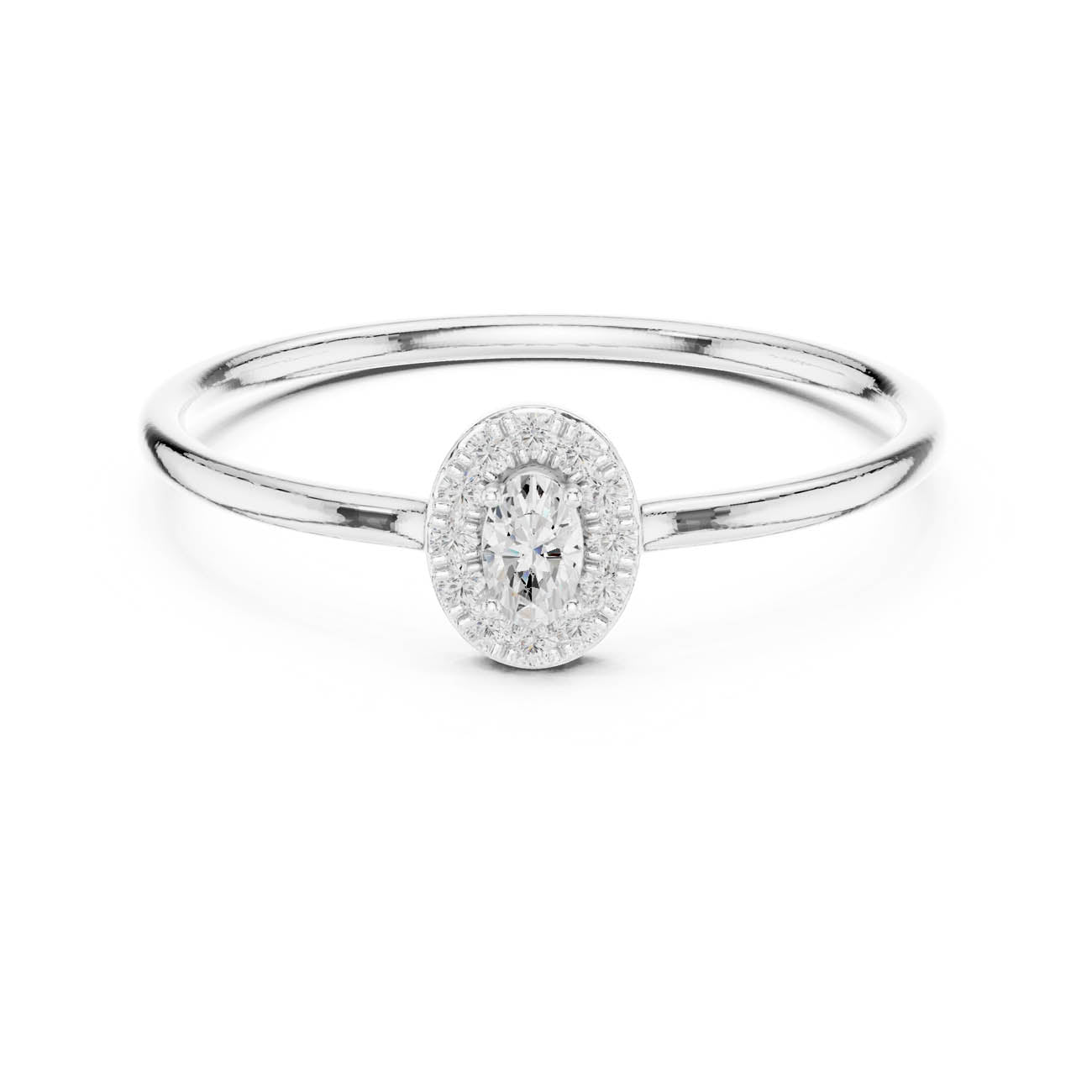 .11 Ct. Oval Diamond Halo Ring with Slim Band (HLR-207) 5