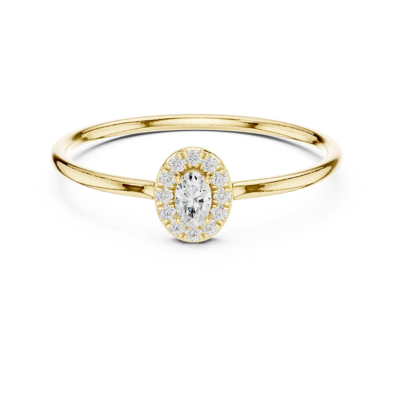 .11 Ct. Oval Diamond Halo Ring with Slim Band (HLR-207)