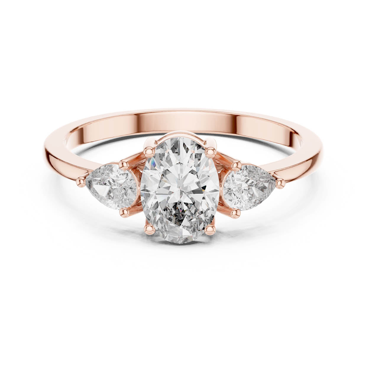 .95 Ct. Oval Diamond Ring with Pear Side Stones (HLR-22)