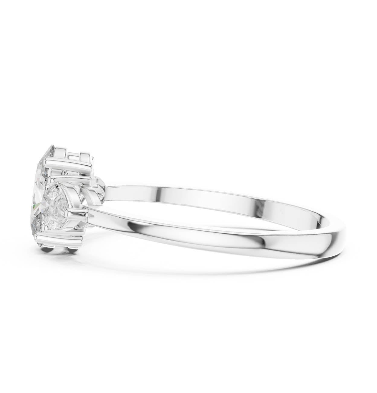 .95 Ct. Oval Diamond Ring with Pear Side Stones (HLR-22) 12