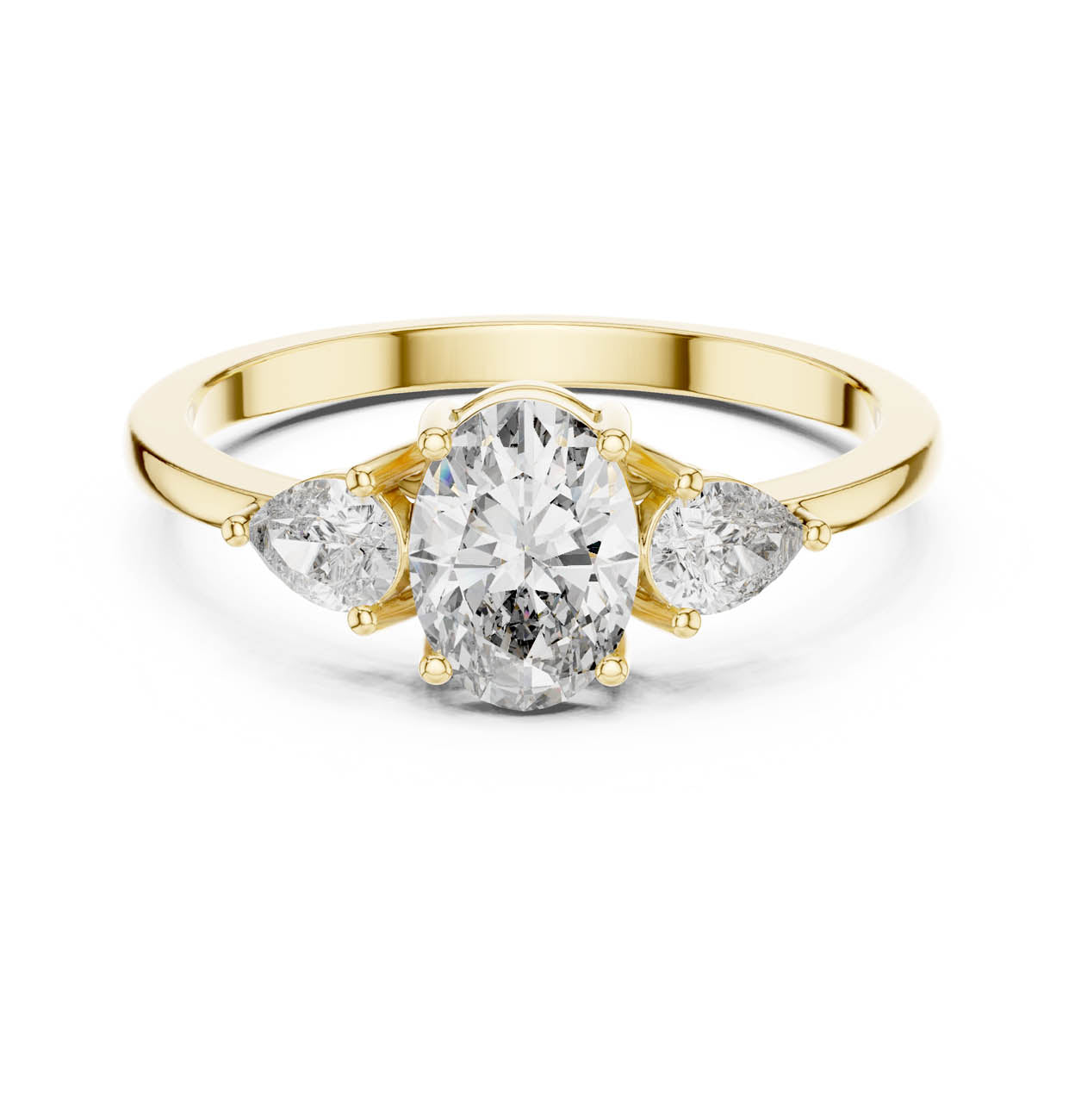 .95 Ct. Oval Diamond Ring with Pear Side Stones (HLR-22) 5