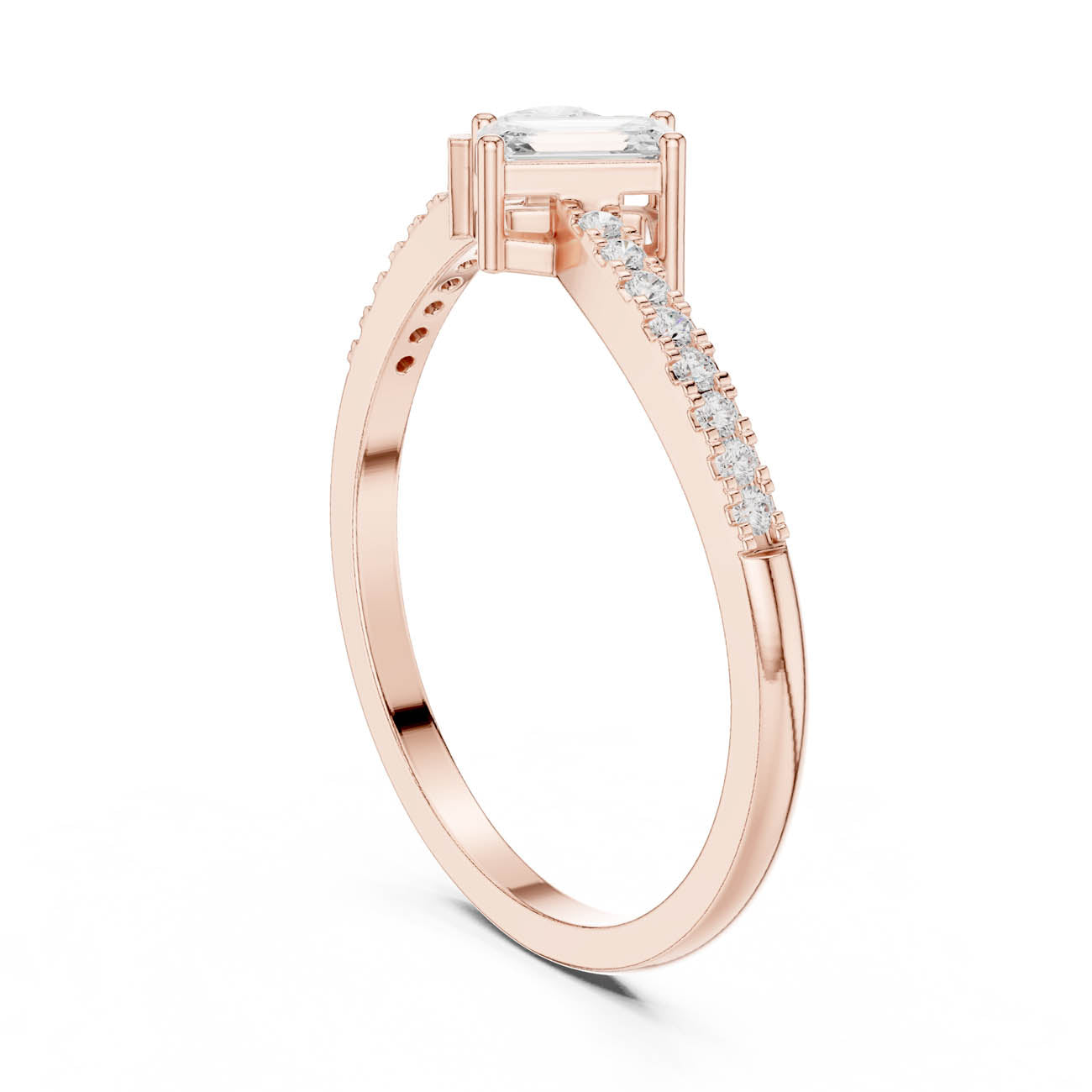 .34 Ct. Pear and Emerald-Cut Diamond Open Ring with Pavé Band (HLR-221) 8
