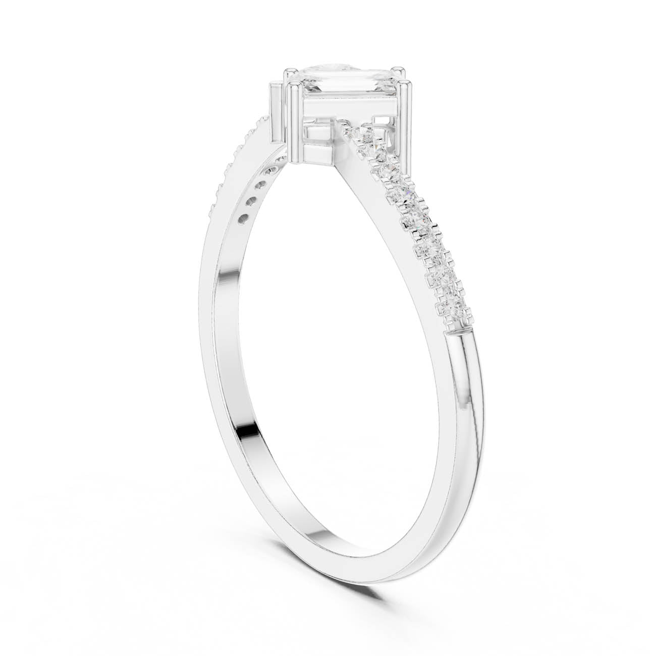 .34 Ct. Pear and Emerald-Cut Diamond Open Ring with Pavé Band (HLR-221) 10