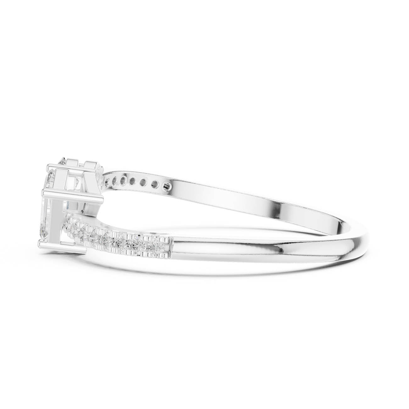 .34 Ct. Pear and Emerald-Cut Diamond Open Ring with Pavé Band (HLR-221) 12