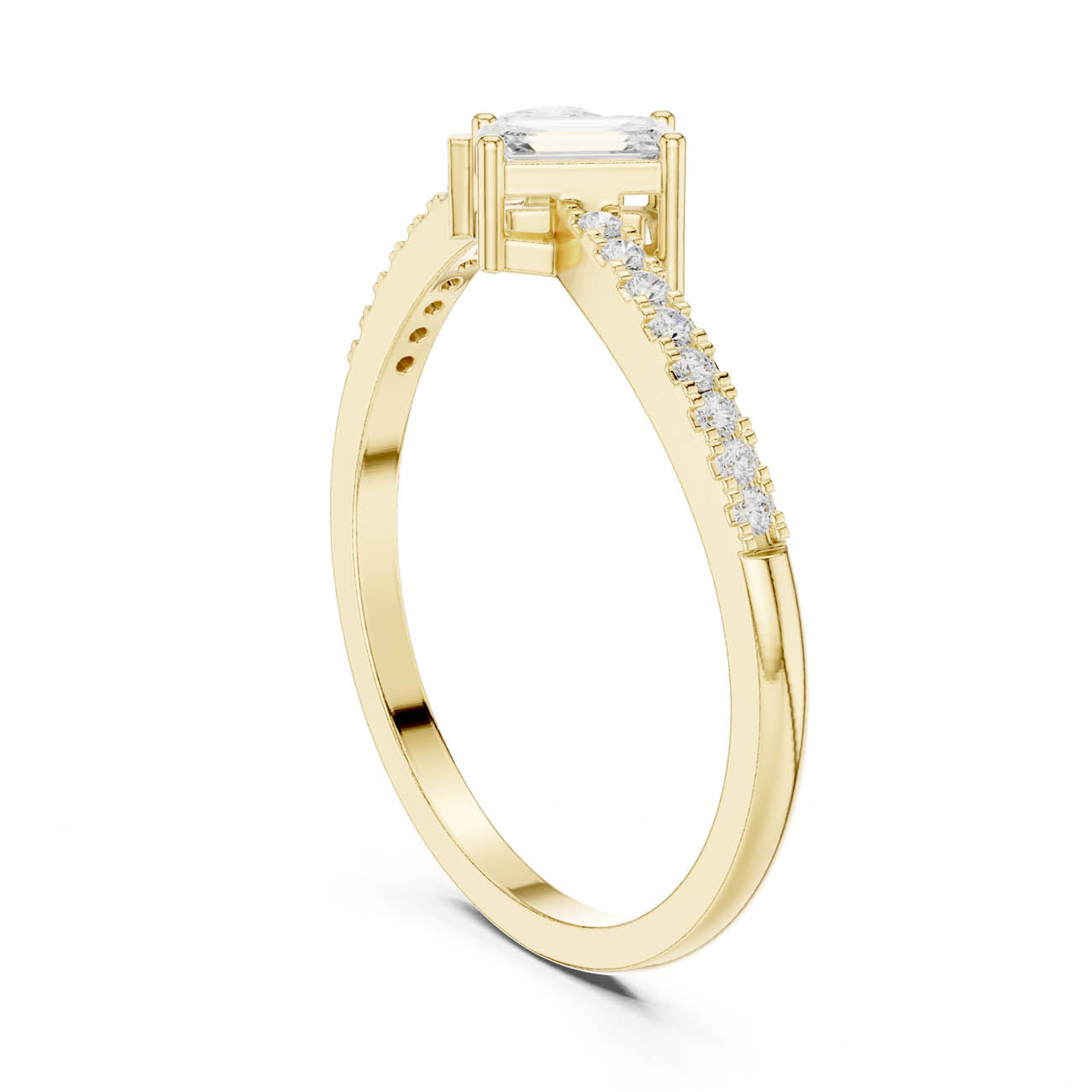 .34 Ct. Pear and Emerald-Cut Diamond Open Ring with Pavé Band (HLR-221) 3